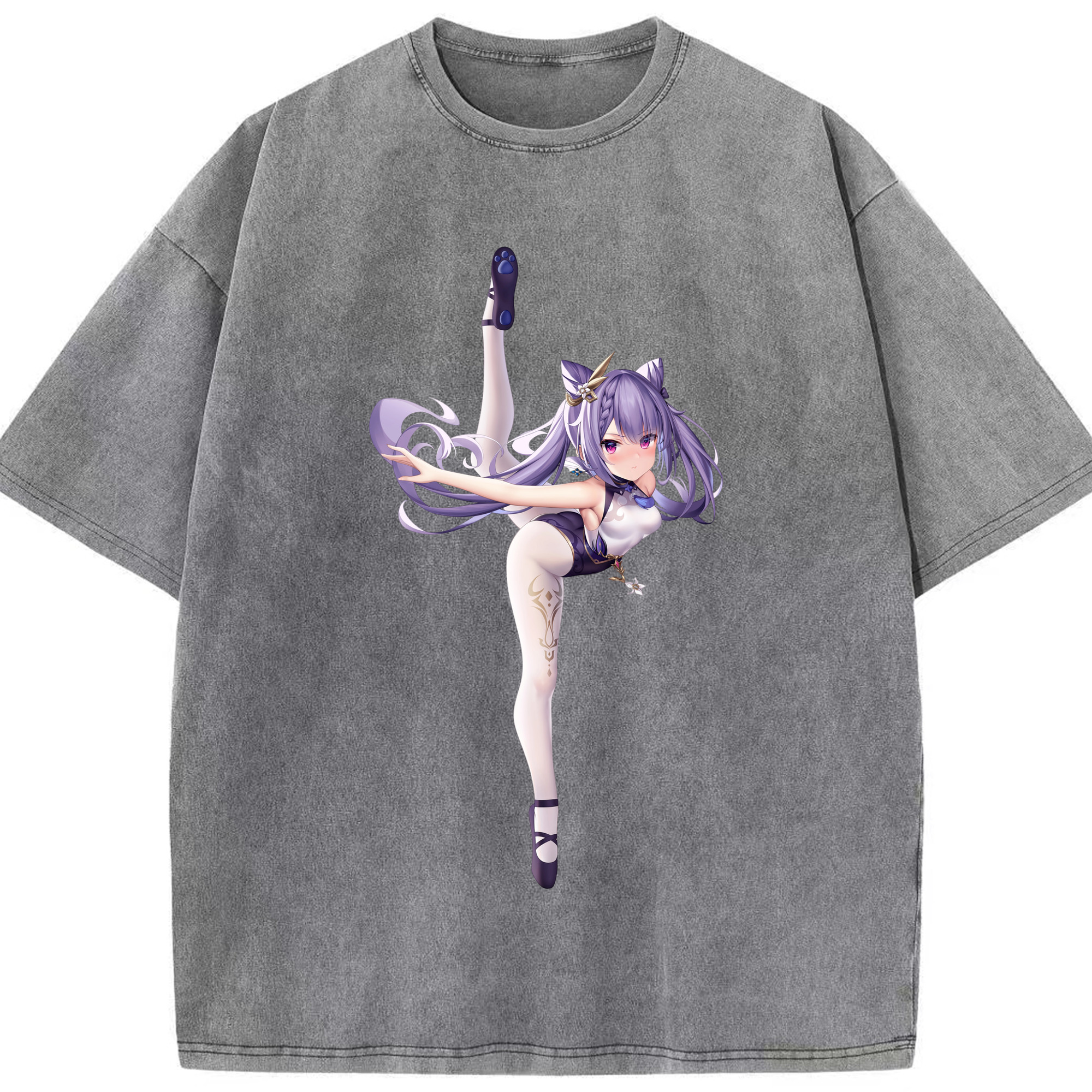 げんし神 刻晴 こくせい genshin Kokusei 綿100% ヴィンテージ風 半袖Tシャツ（フロントプリント）
