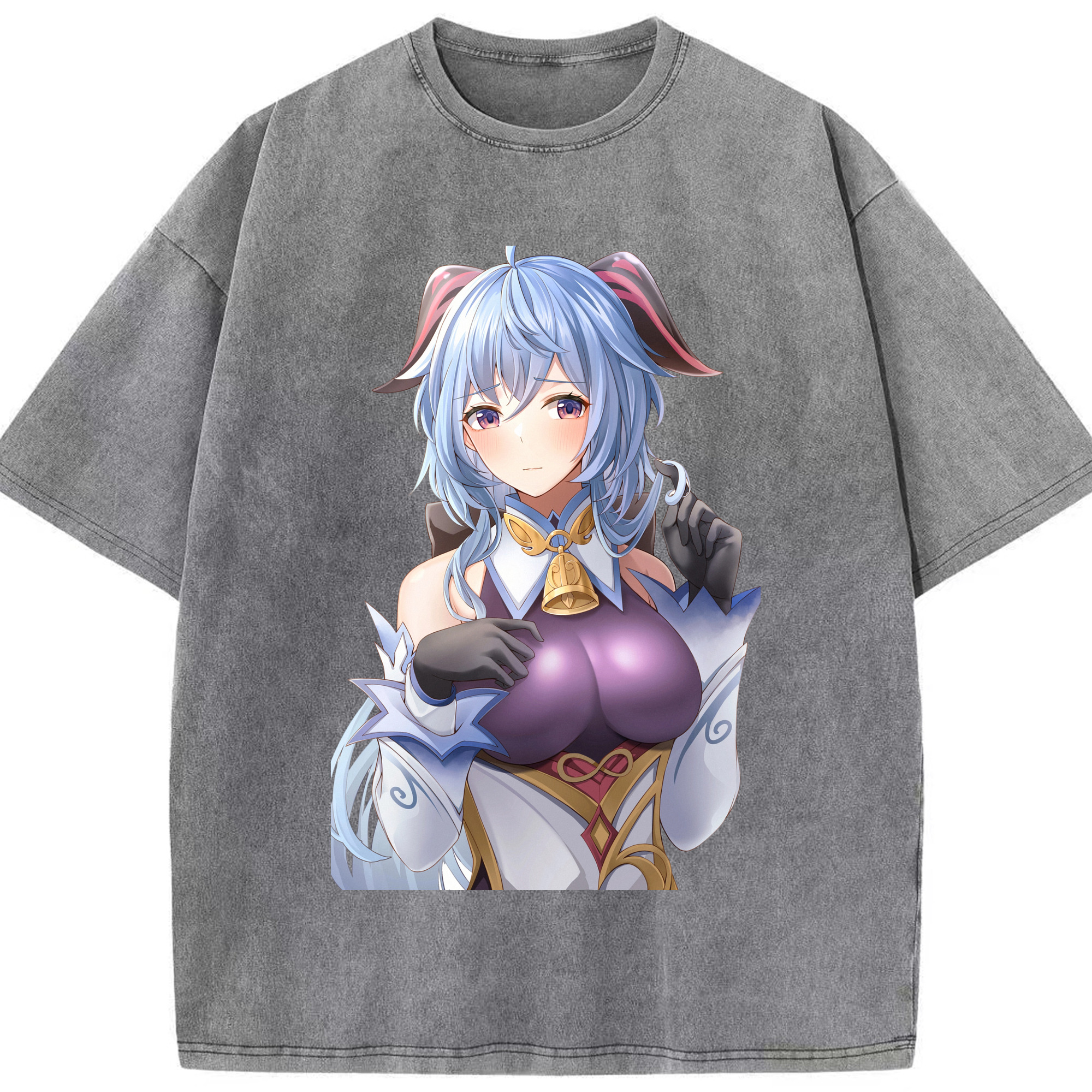 げんし神 甘雨 かんう genshin Ganyu 綿100% ヴィンテージ風 半袖Tシャツ（フロントプリント）