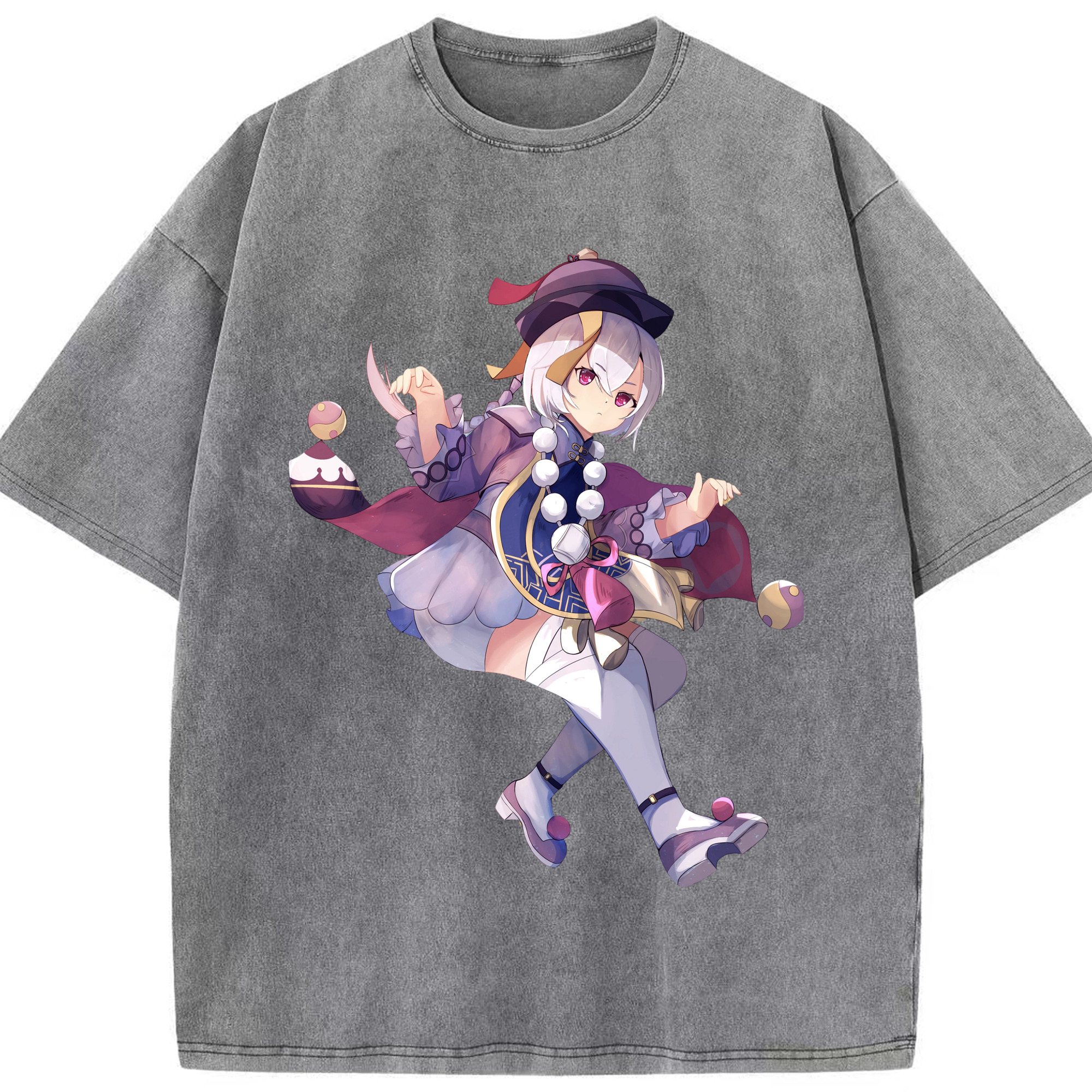 げんし神 七七 なな  genshin Nana 綿100% ヴィンテージ風 半袖Tシャツ（フロントプリント）