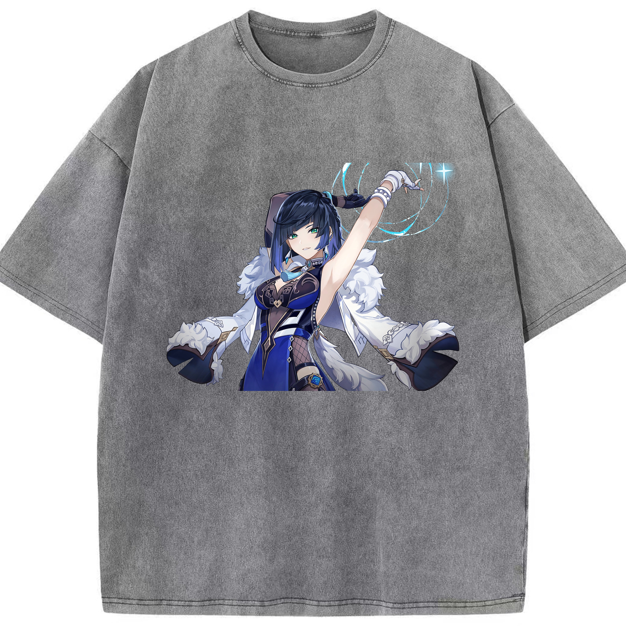 げんし神 夜兰 やらん genshin Yaran 綿100% ヴィンテージ風 半袖Tシャツ（フロントプリント）