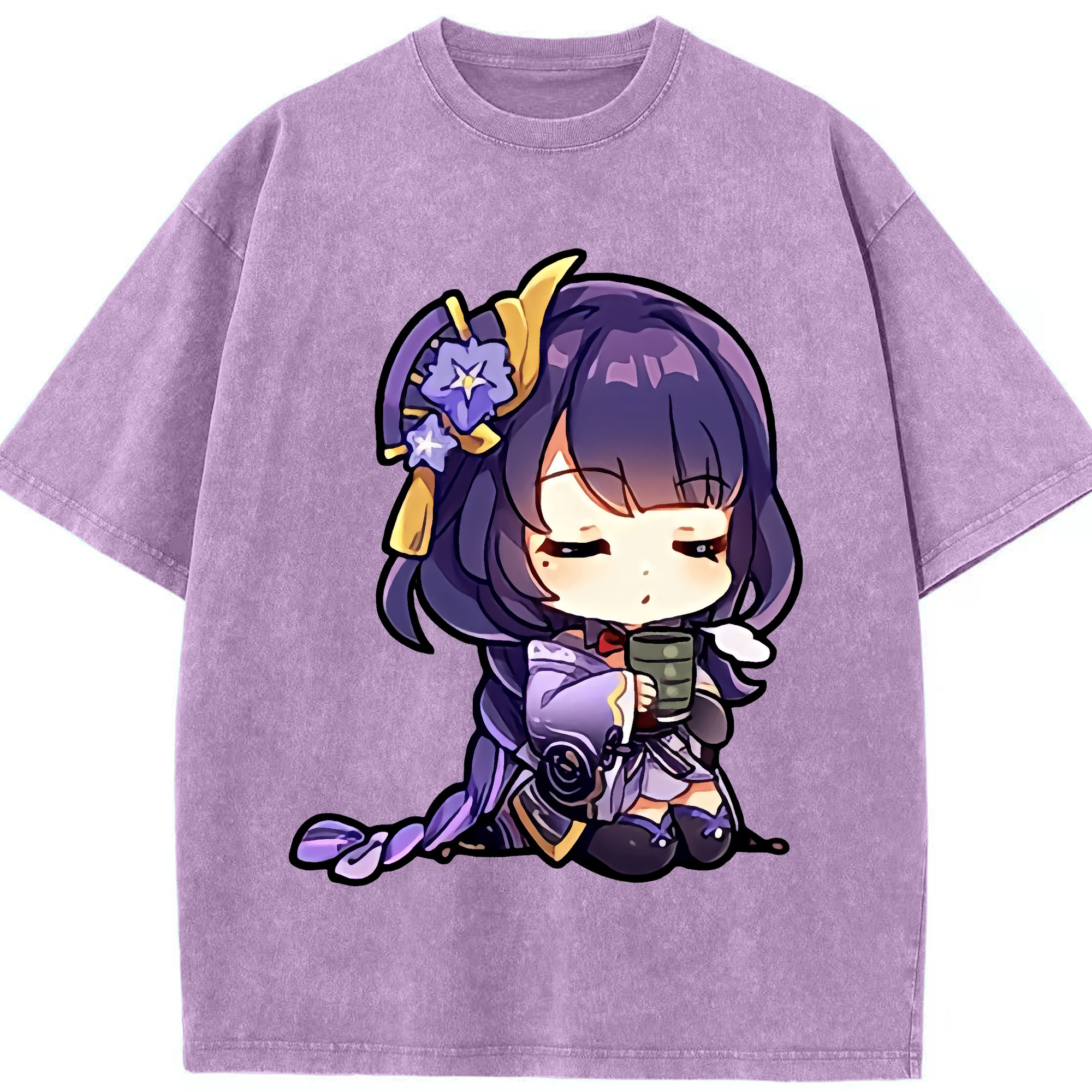 げんし神 雷電将軍 らいでんしょうぐん genshin Raiden Shogun 綿100% ヴィンテージ風 半袖Tシャツ（フロントプリント）