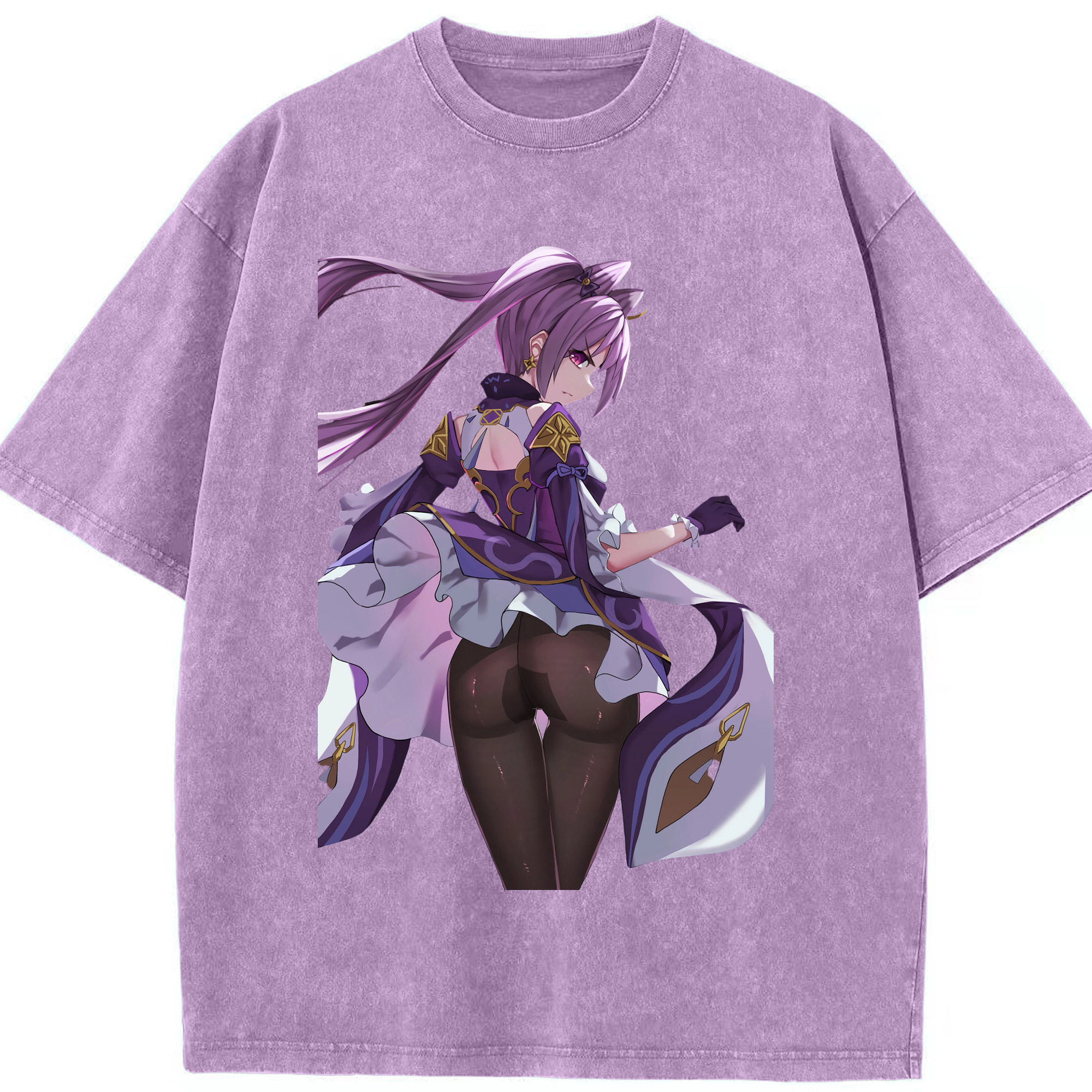 げんし神 刻晴 こくせい genshin Kokusei 綿100% ヴィンテージ風 半袖Tシャツ（フロントプリント）