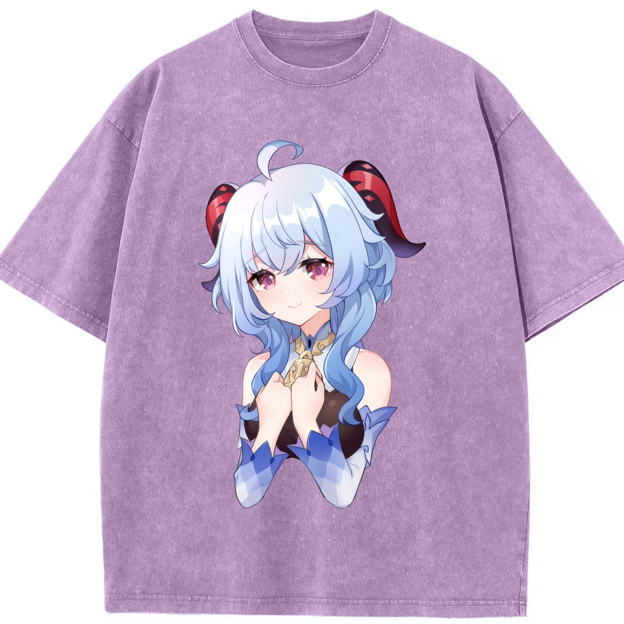 げんし神 甘雨 かんう genshin Ganyu 綿100% ヴィンテージ風 半袖Tシャツ（フロントプリント）