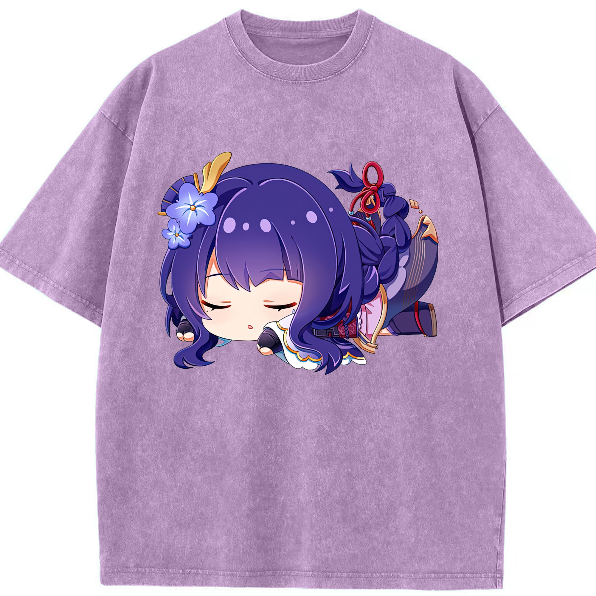 げんし神 雷電将軍 らいでんしょうぐん genshin Raiden Shogun 綿100% ヴィンテージ風 半袖Tシャツ（フロントプリント）