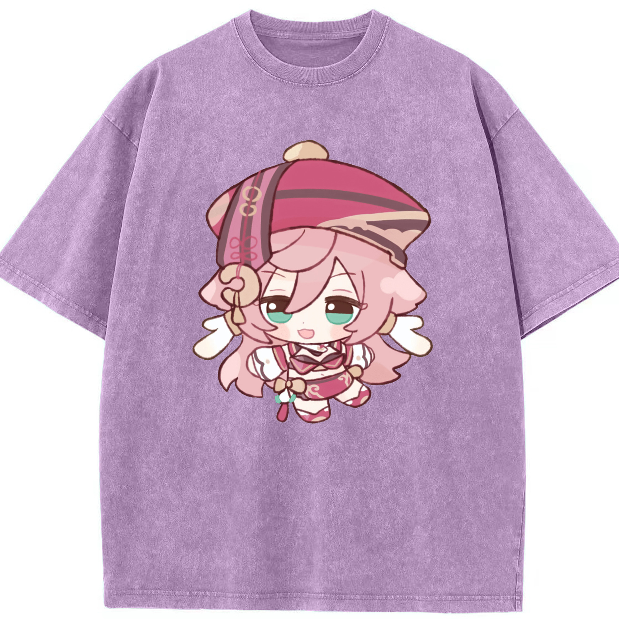 げんし神 ヤンフェイ genshin Yanfei 綿100% ヴィンテージ風 半袖Tシャツ（フロントプリント）
