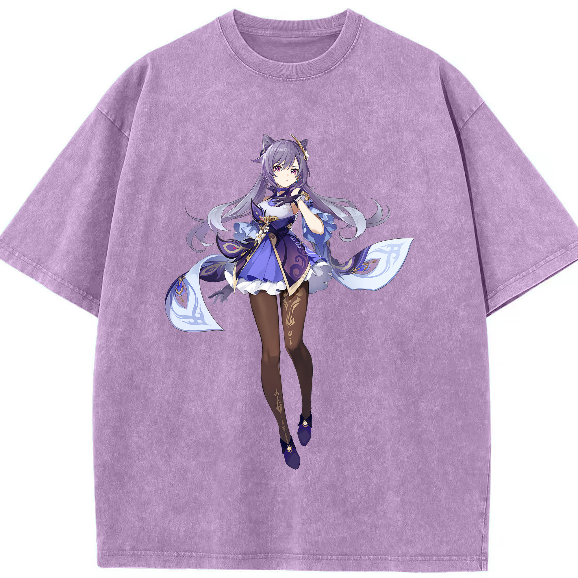 げんし神 刻晴 こくせい genshin Kokusei 綿100% ヴィンテージ風 半袖Tシャツ（フロントプリント）