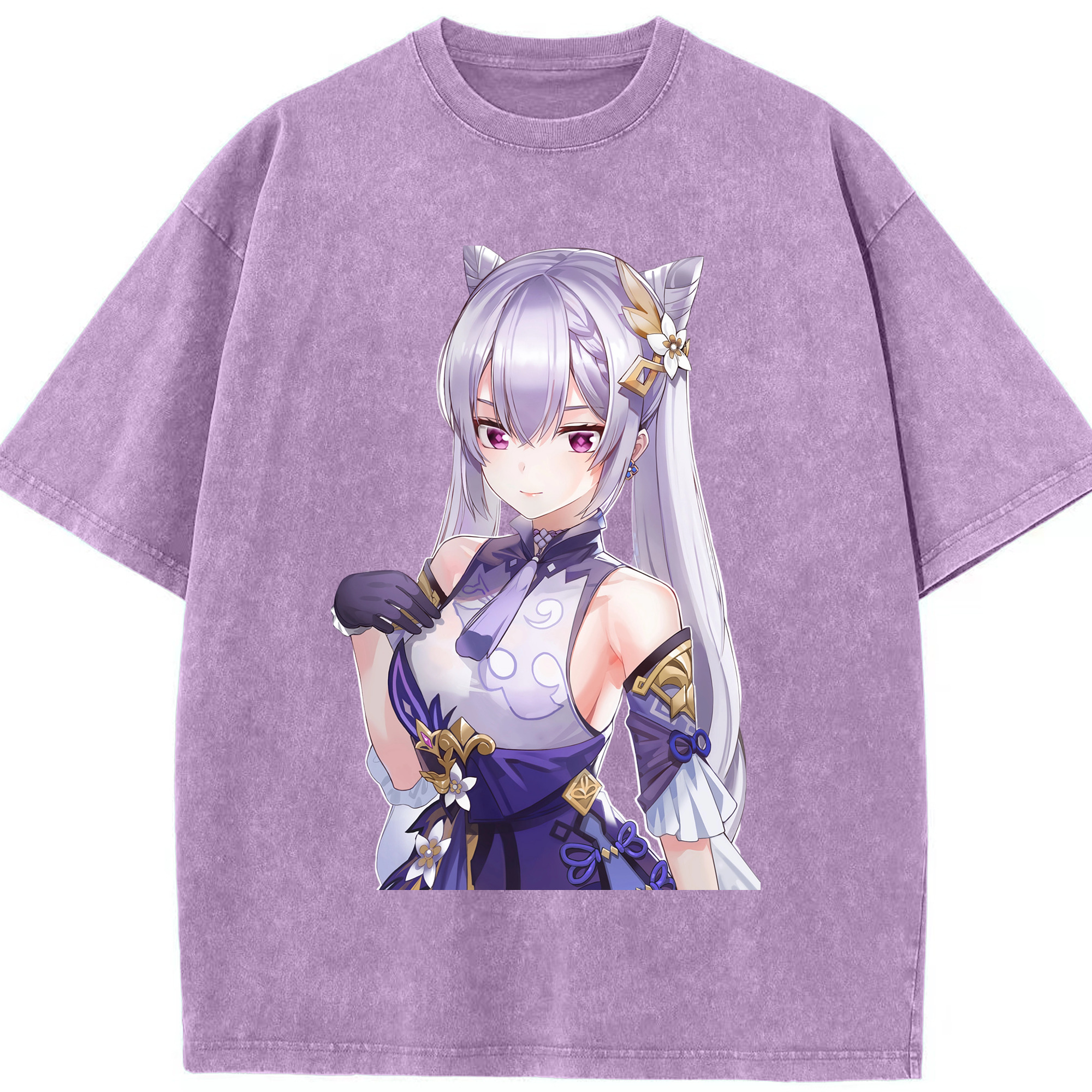 げんし神 刻晴 こくせい genshin Kokusei 綿100% ヴィンテージ風 半袖Tシャツ（フロントプリント）