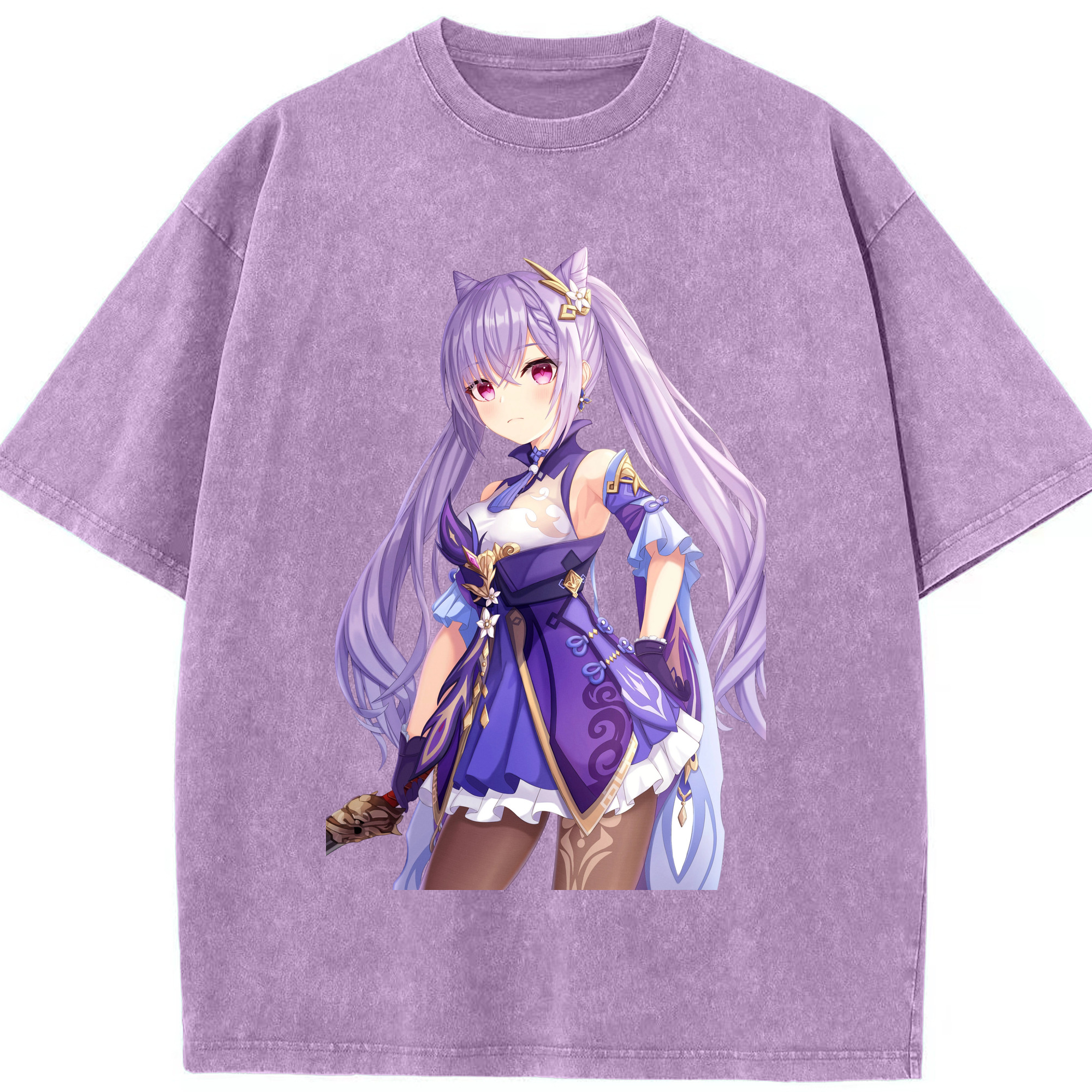 げんし神 刻晴 こくせい genshin Kokusei 綿100% ヴィンテージ風 半袖Tシャツ（フロントプリント）