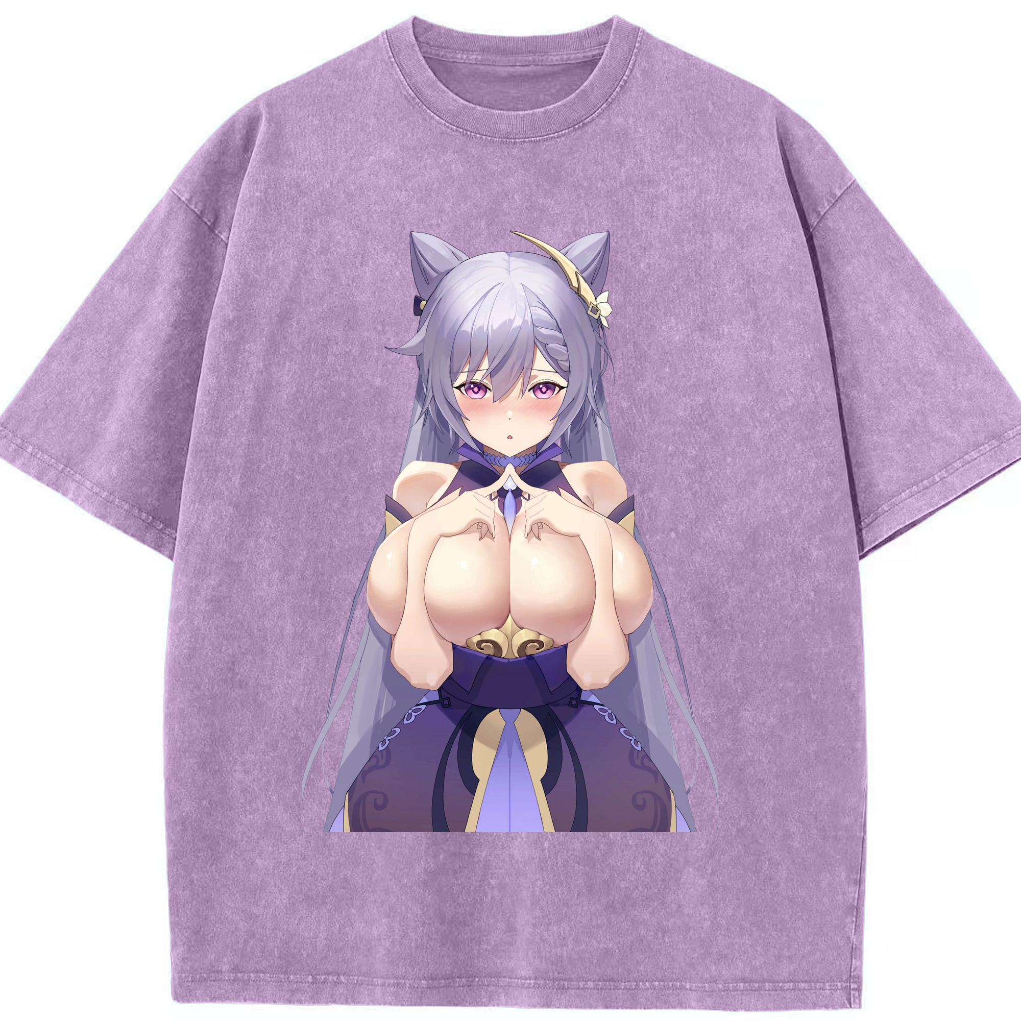 げんし神 刻晴 こくせい genshin Kokusei 綿100% ヴィンテージ風 半袖Tシャツ（フロントプリント）