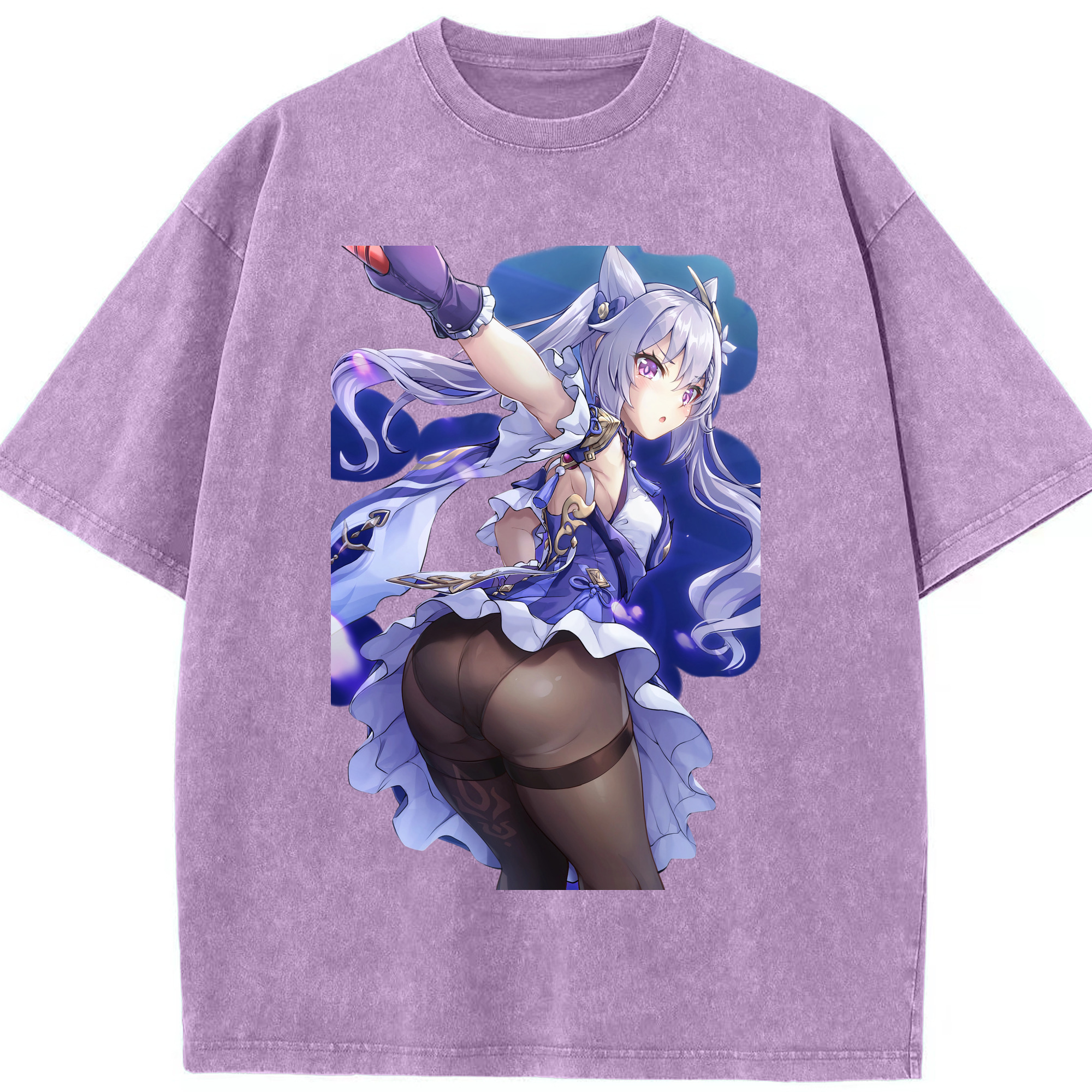 げんし神 刻晴 こくせい genshin Kokusei 綿100% ヴィンテージ風 半袖Tシャツ（フロントプリント）