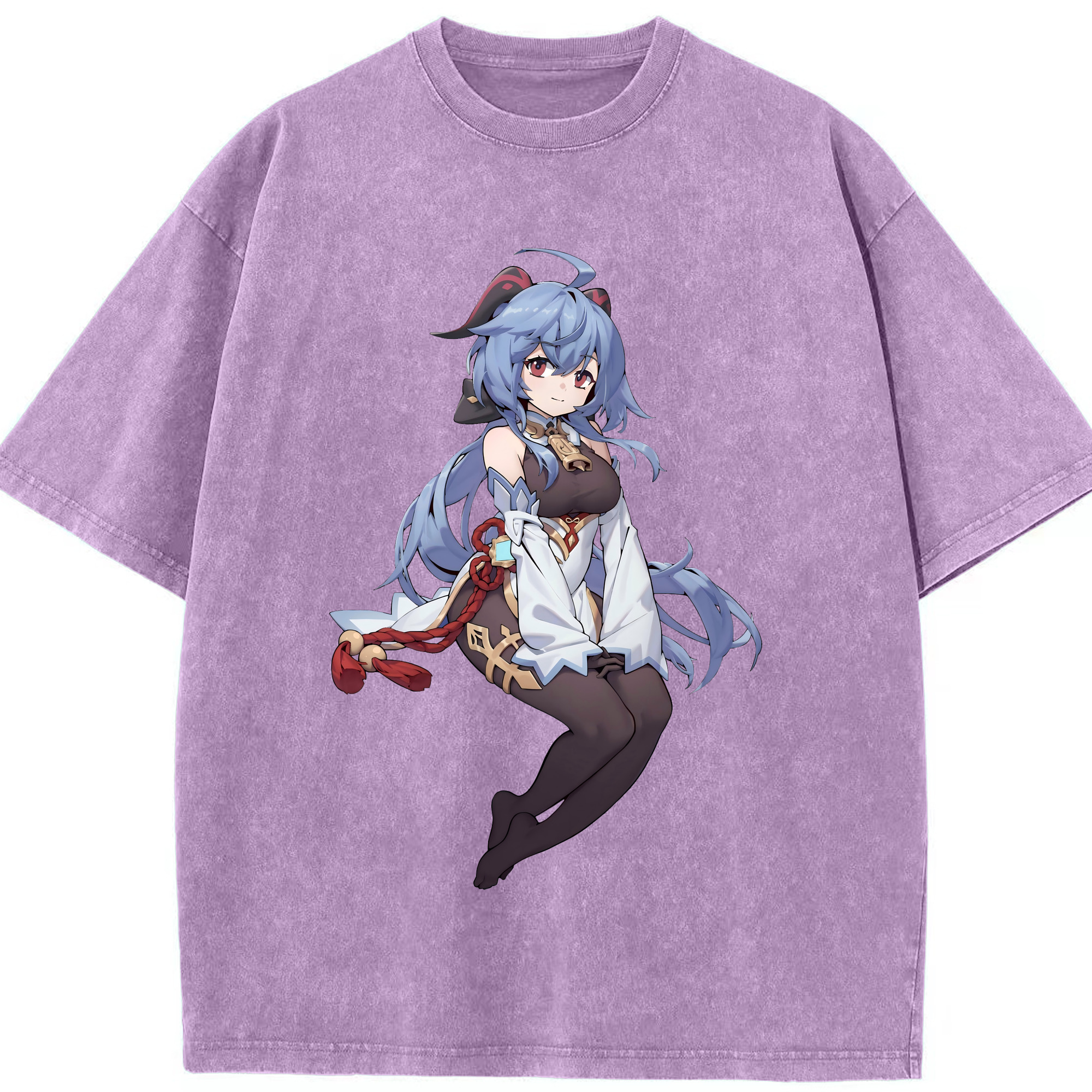 げんし神 甘雨 かんう genshin Ganyu 綿100% ヴィンテージ風 半袖Tシャツ（フロントプリント）