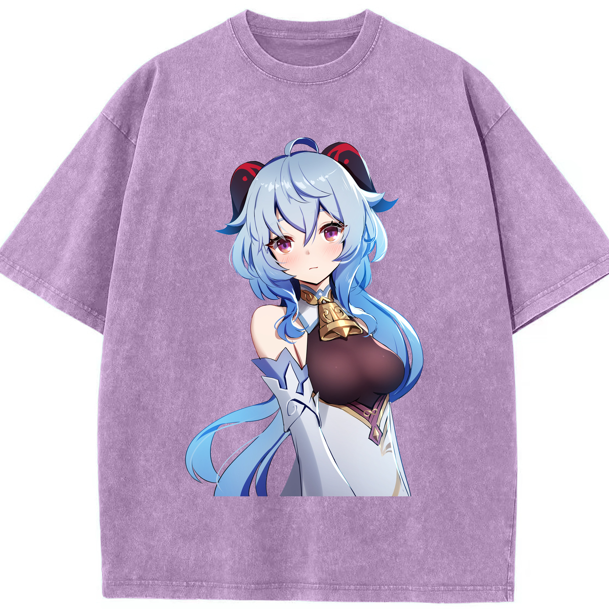 げんし神 甘雨 かんう genshin Ganyu 綿100% ヴィンテージ風 半袖Tシャツ（フロントプリント）