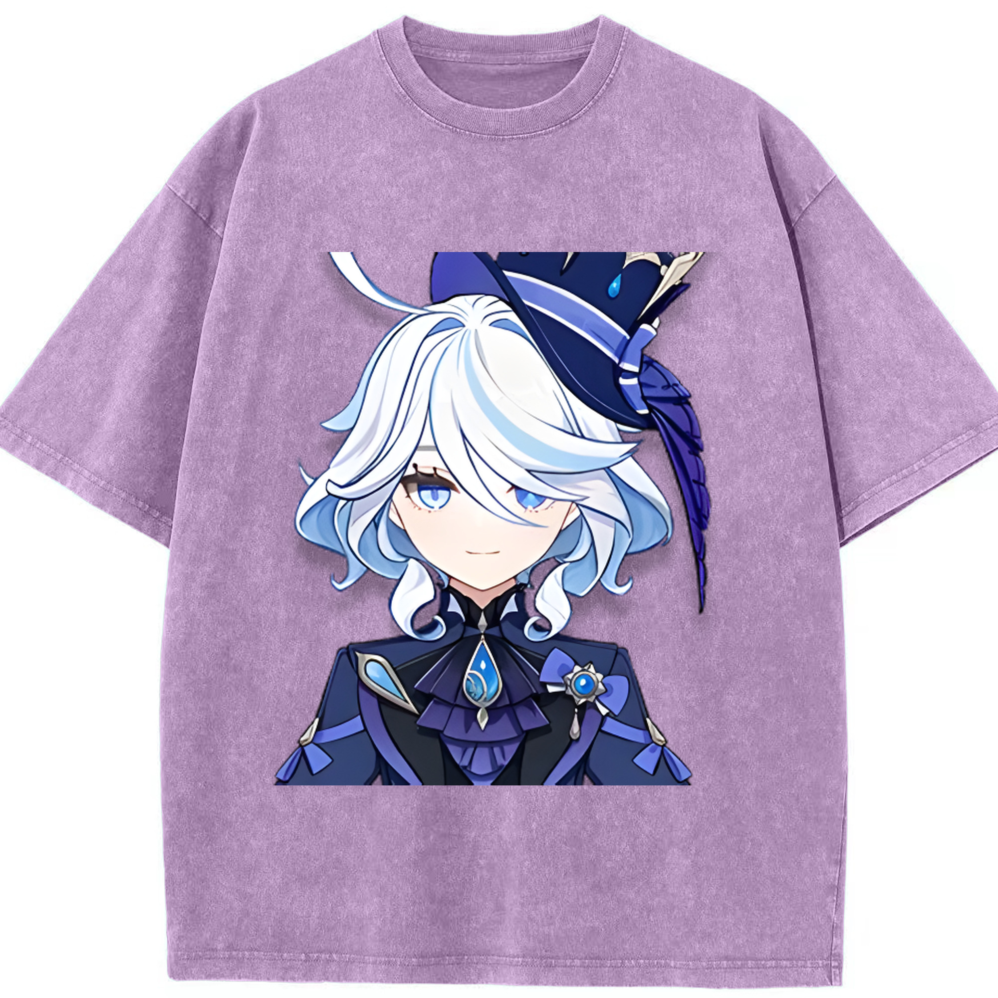 げんし神 フリーナ genshin Furina 綿100% ヴィンテージ風 半袖Tシャツ（フロントプリント）