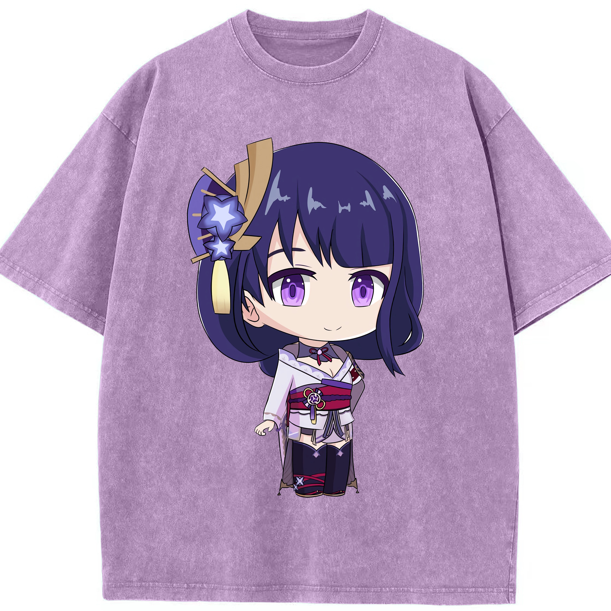 げんし神 雷電将軍 らいでんしょうぐん genshin Raiden Shogun 綿100% ヴィンテージ風 半袖Tシャツ（フロントプリント）