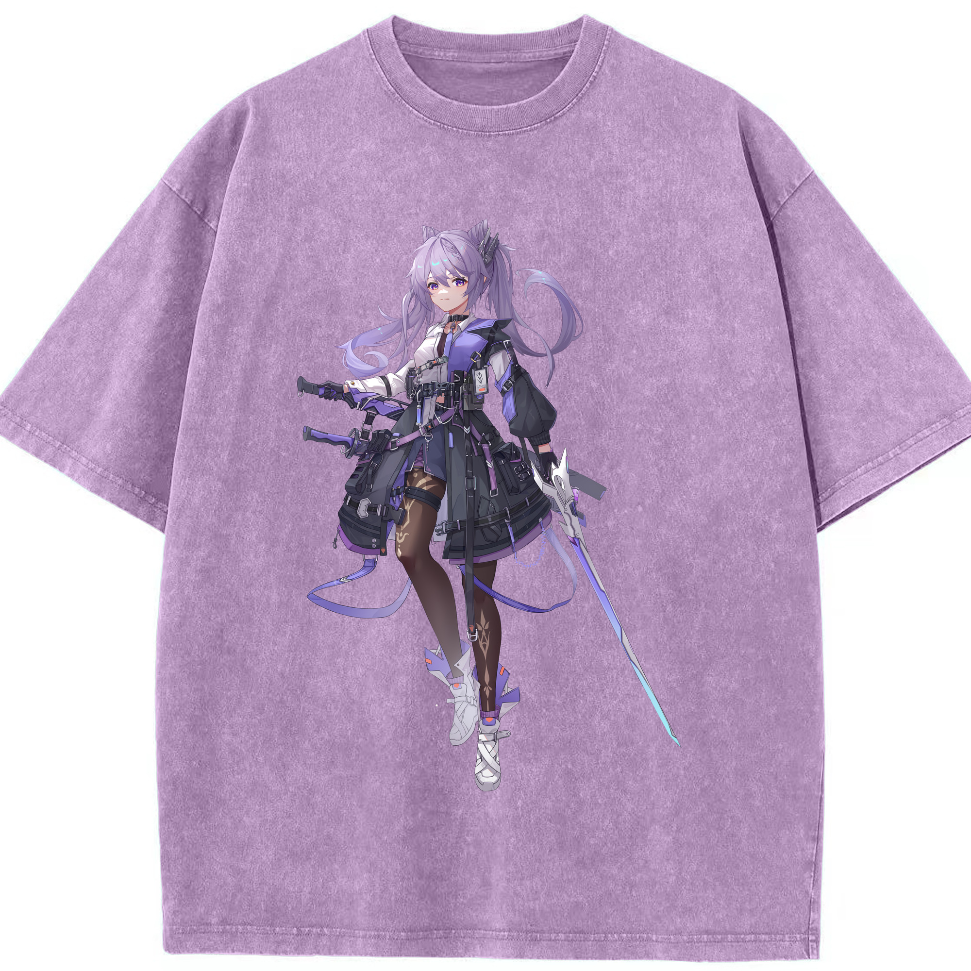 げんし神 刻晴 こくせい genshin Kokusei 綿100% ヴィンテージ風 半袖Tシャツ（フロントプリント）