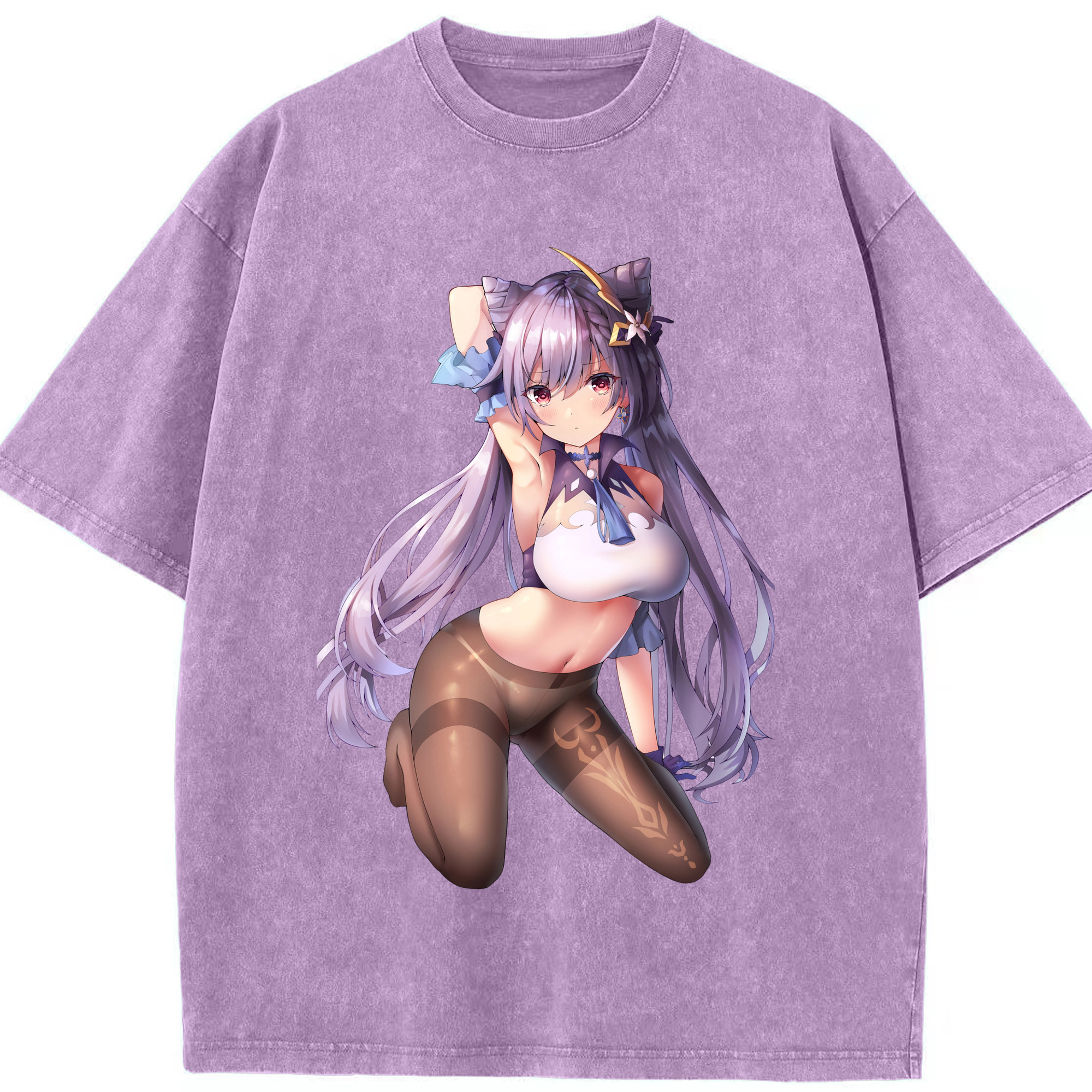 げんし神 刻晴 こくせい genshin Kokusei 綿100% ヴィンテージ風 半袖Tシャツ（フロントプリント）