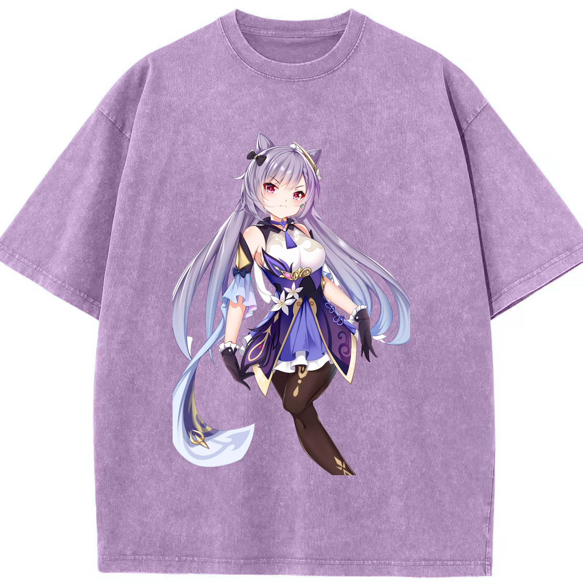 げんし神 刻晴 こくせい genshin Kokusei 綿100% ヴィンテージ風 半袖Tシャツ（フロントプリント）