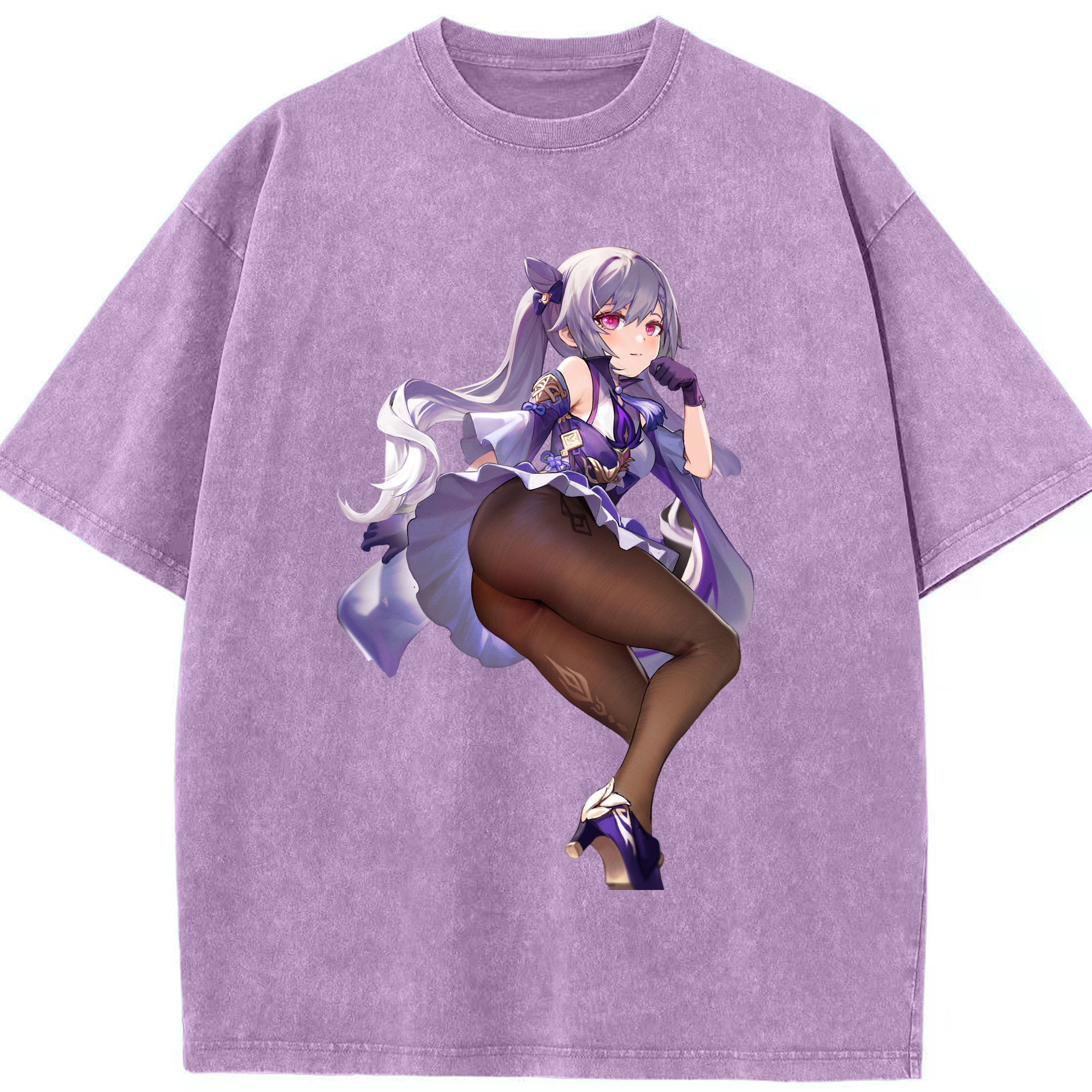 げんし神 刻晴 こくせい genshin Kokusei 綿100% ヴィンテージ風 半袖Tシャツ（フロントプリント）