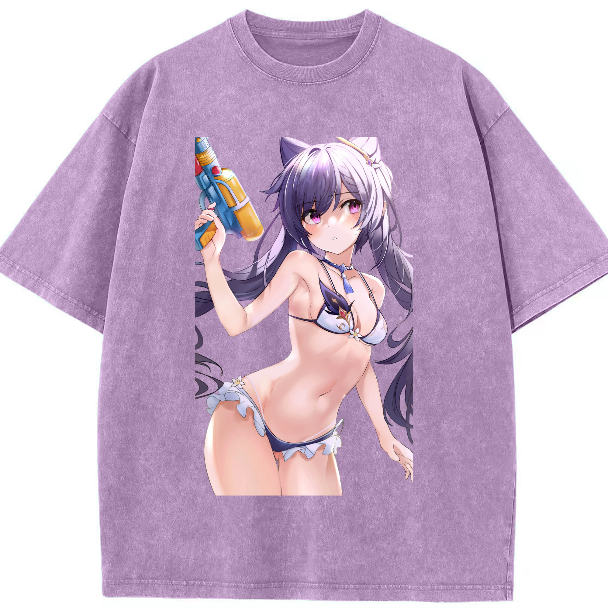 げんし神 刻晴 こくせい genshin Kokusei 綿100% ヴィンテージ風 半袖Tシャツ（フロントプリント）