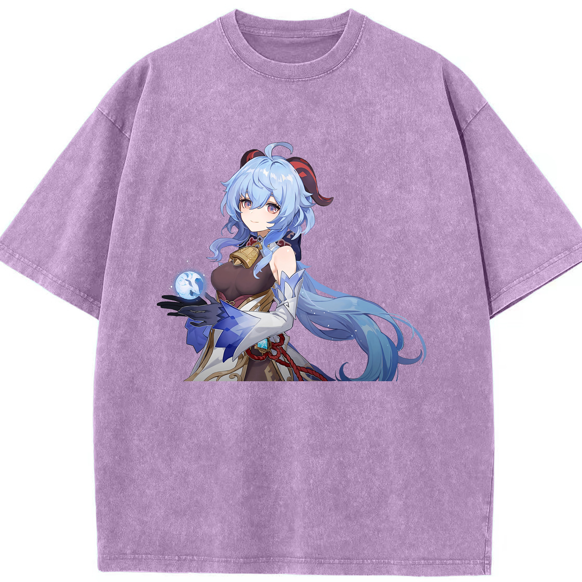 げんし神 甘雨 かんう genshin Ganyu 綿100% ヴィンテージ風 半袖Tシャツ（フロントプリント）