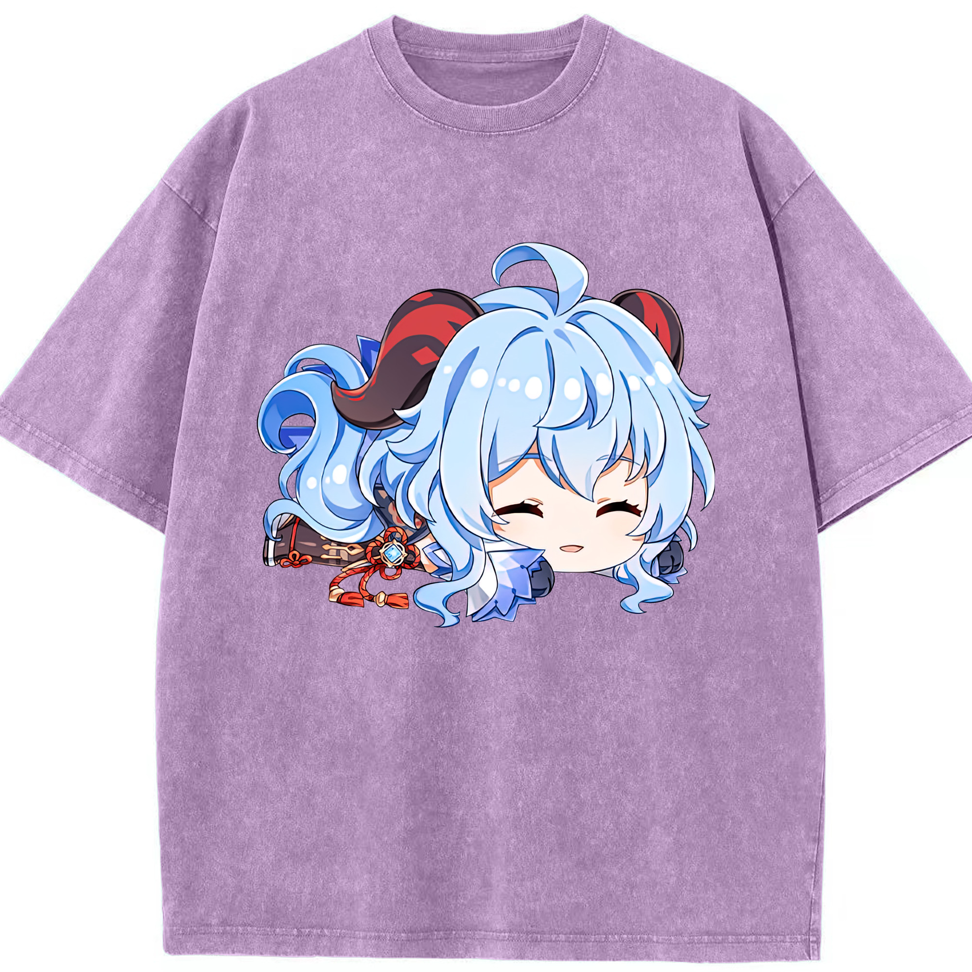 げんし神 甘雨 かんう genshin Ganyu 綿100% ヴィンテージ風 半袖Tシャツ（フロントプリント）