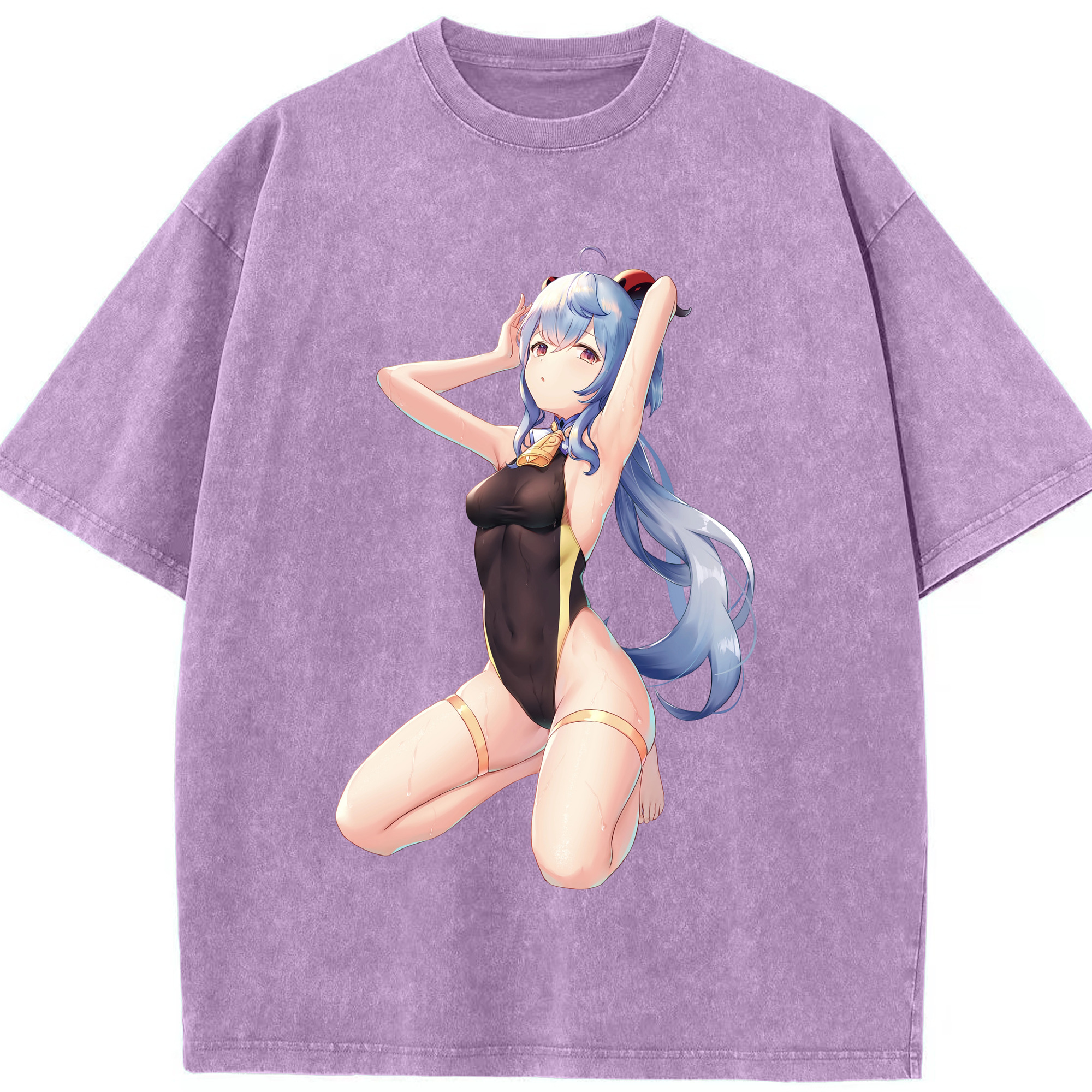 げんし神 甘雨 かんう genshin Ganyu 綿100% ヴィンテージ風 半袖Tシャツ（フロントプリント）
