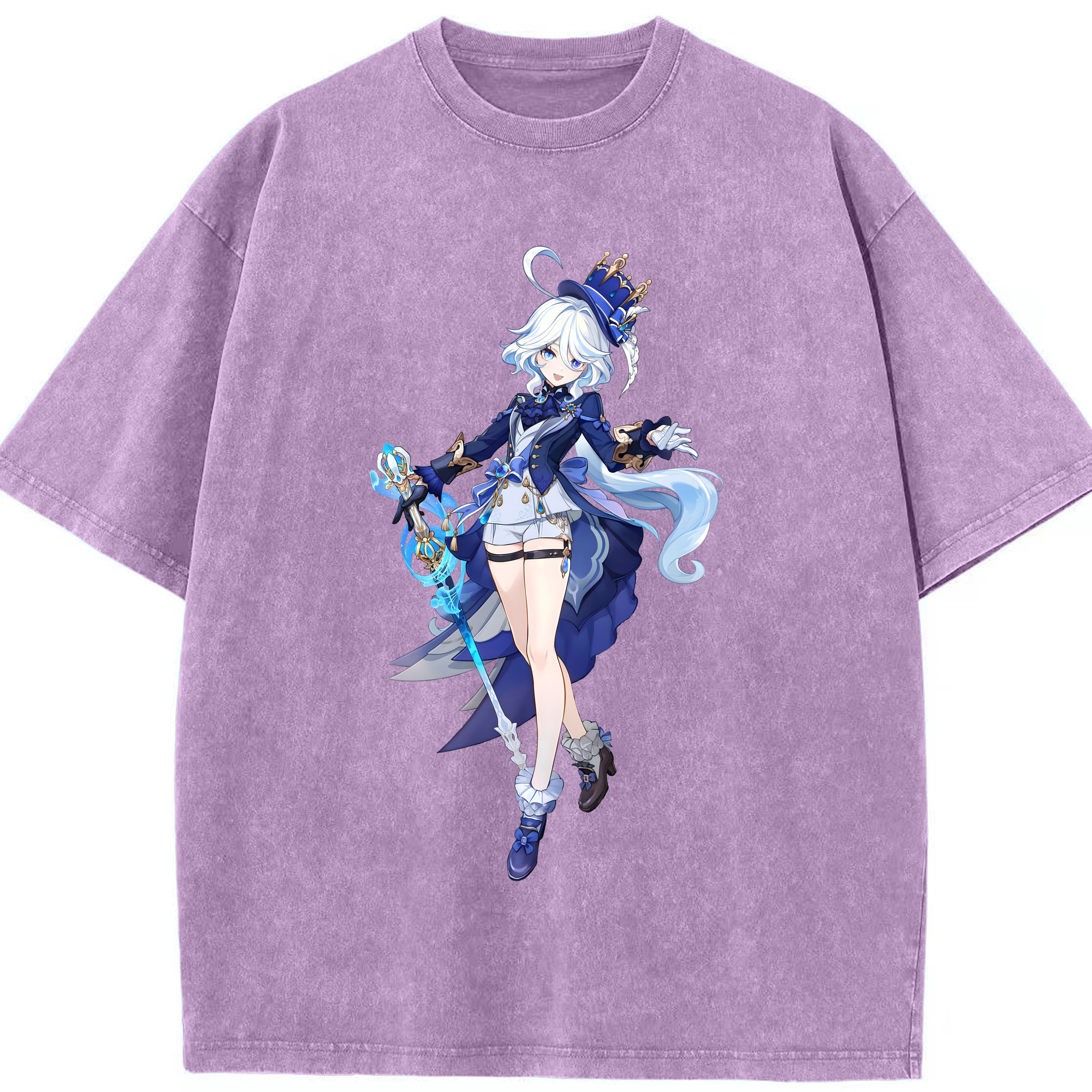 げんし神 フリーナ genshin Furina 綿100% ヴィンテージ風 半袖Tシャツ（フロントプリント）