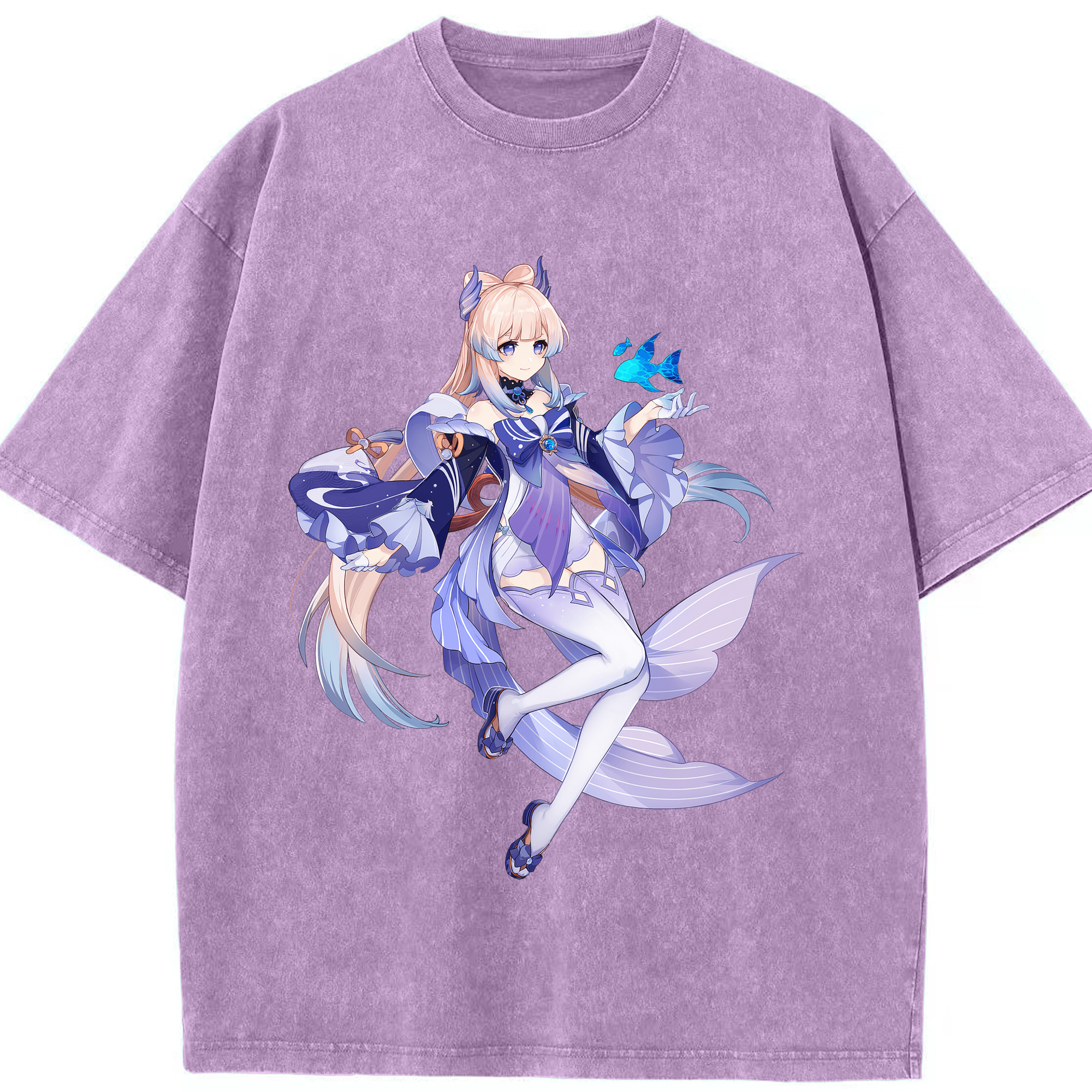 げんし神 珊瑚宮心海 サンゴノミヤ・ココミ genshin Sangonomiya Kokomi 綿100% ヴィンテージ風 半袖Tシャツ（フロントプリント）