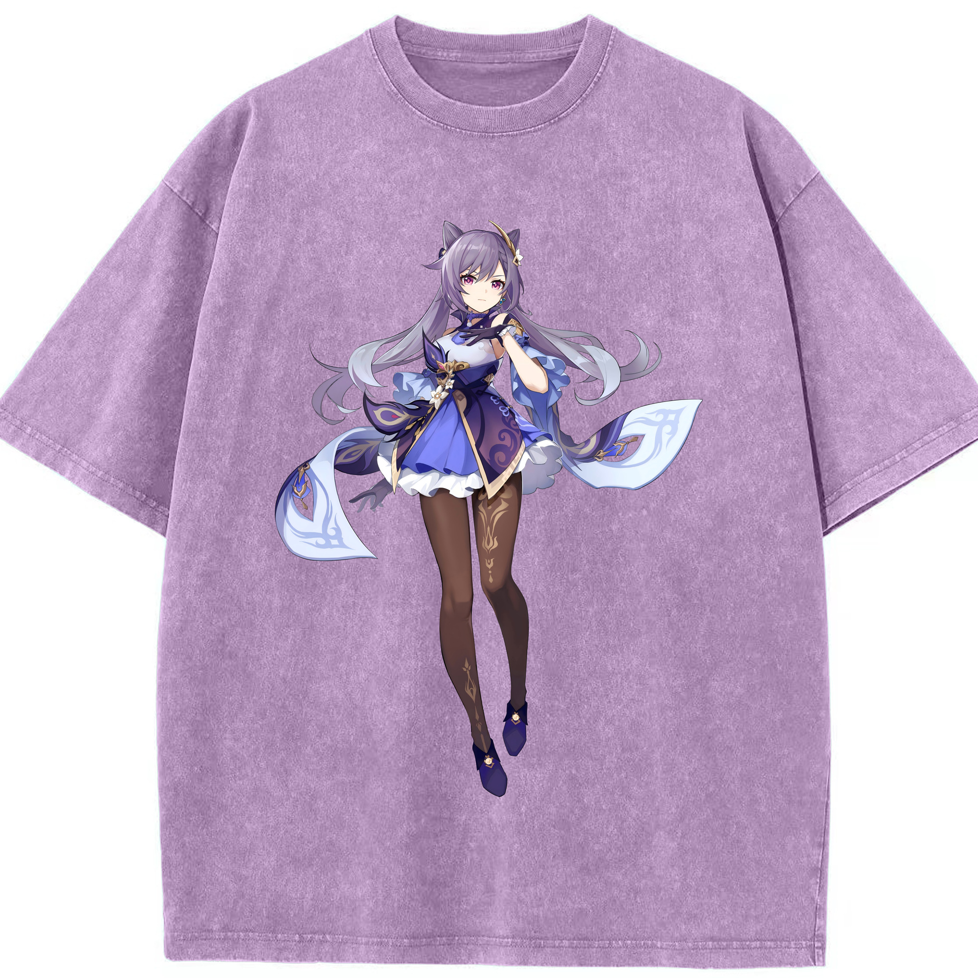 げんし神 刻晴 こくせい genshin Kokusei 綿100% ヴィンテージ風 半袖Tシャツ（フロントプリント）