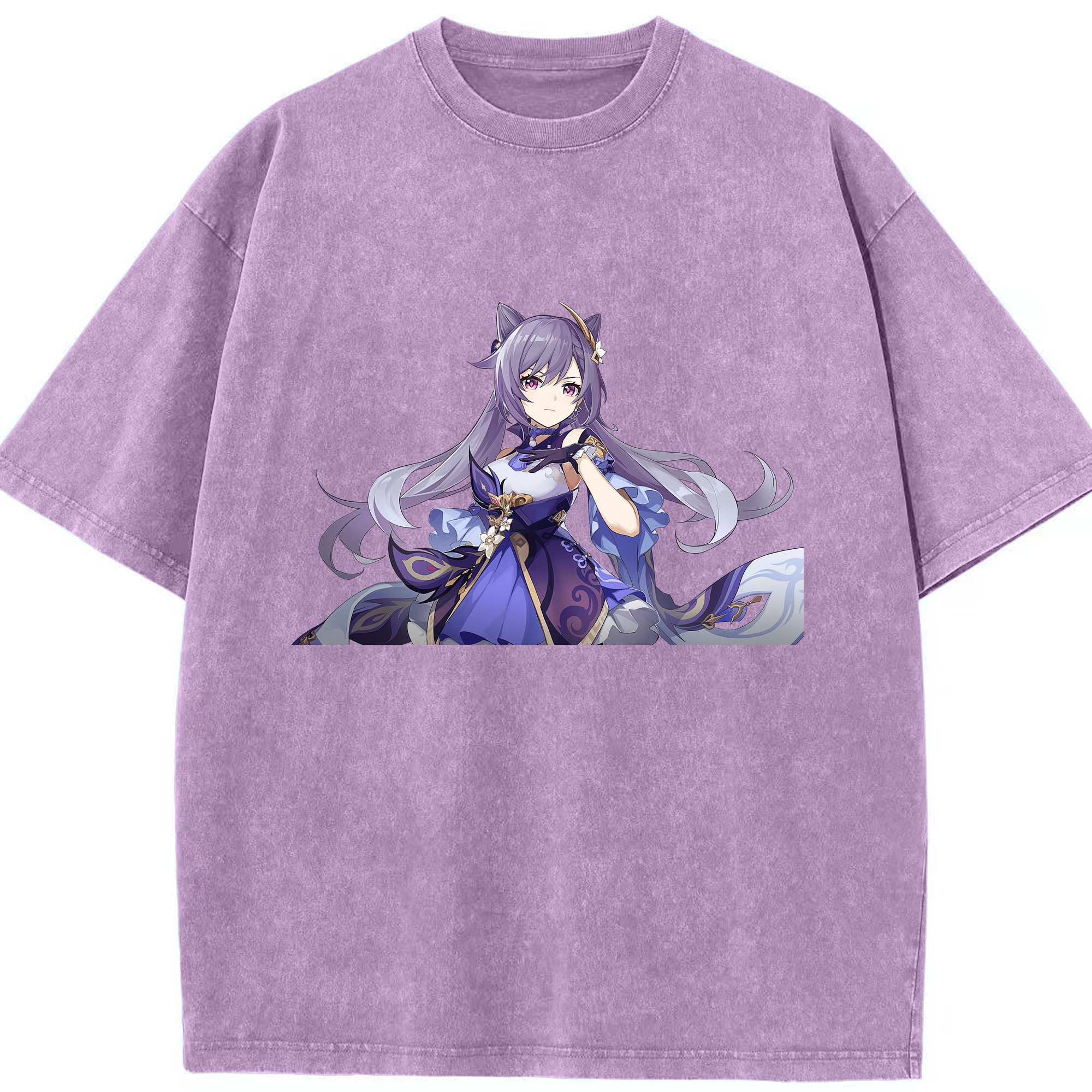 げんし神 刻晴 こくせい genshin Kokusei 綿100% ヴィンテージ風 半袖Tシャツ（フロントプリント）