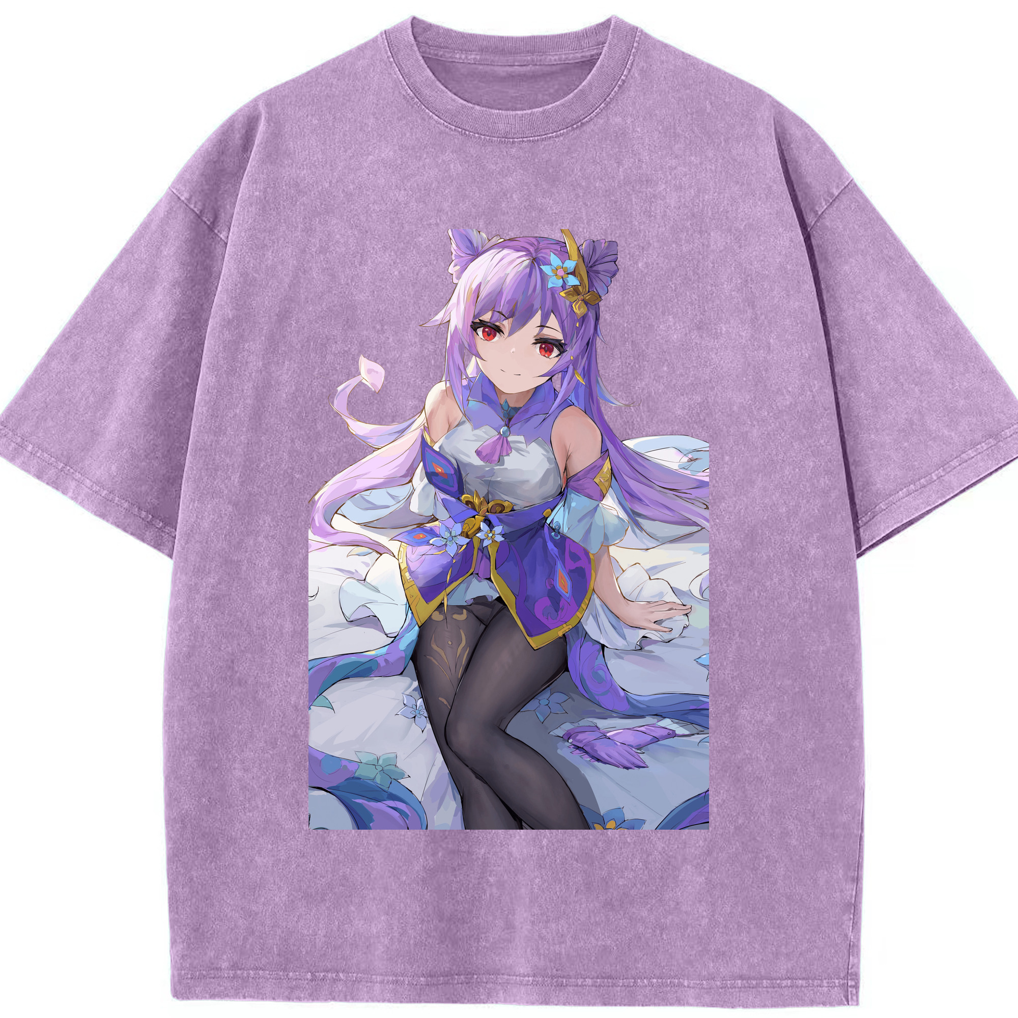 げんし神 刻晴 こくせい genshin Kokusei 綿100% ヴィンテージ風 半袖Tシャツ（フロントプリント）