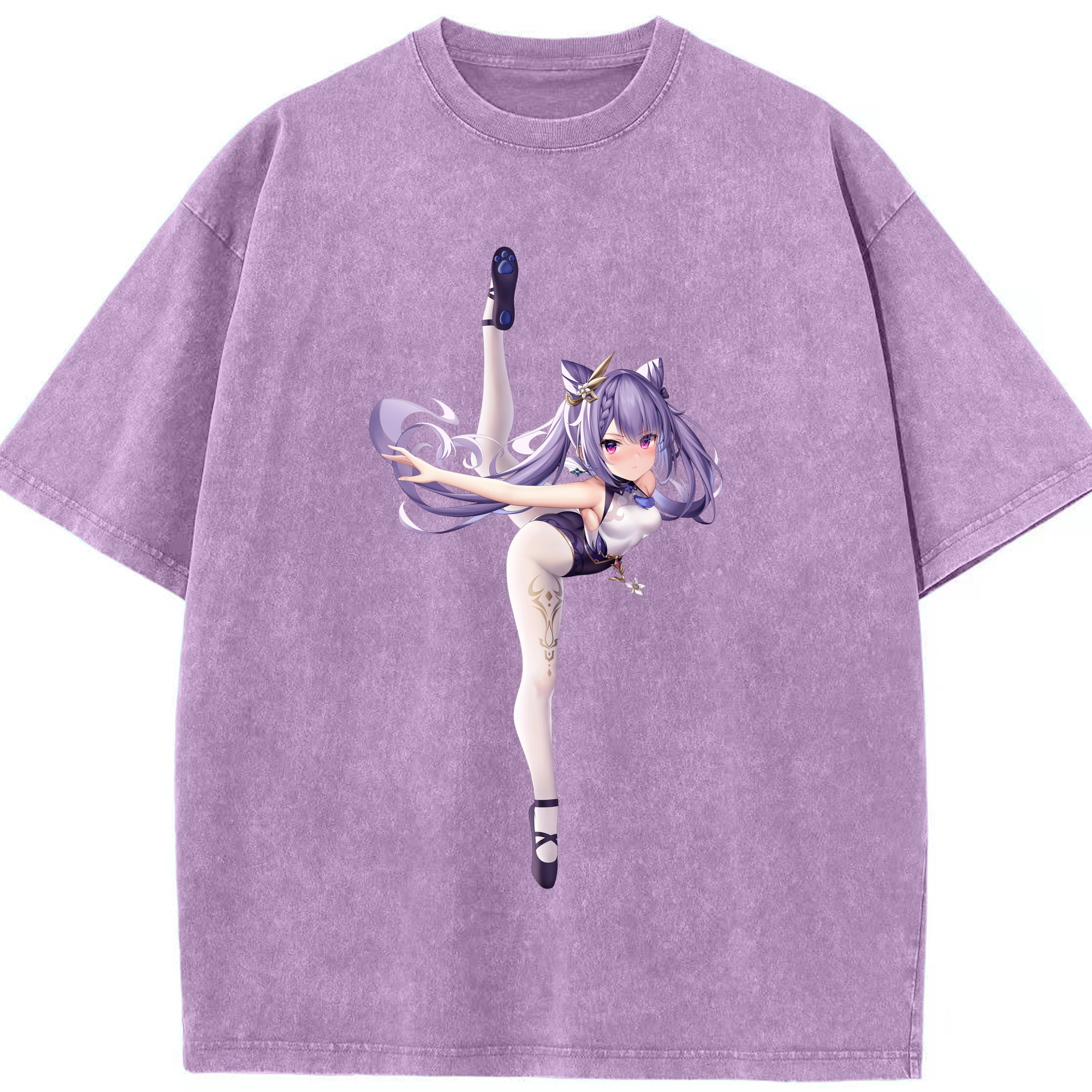 げんし神 刻晴 こくせい genshin Kokusei 綿100% ヴィンテージ風 半袖Tシャツ（フロントプリント）