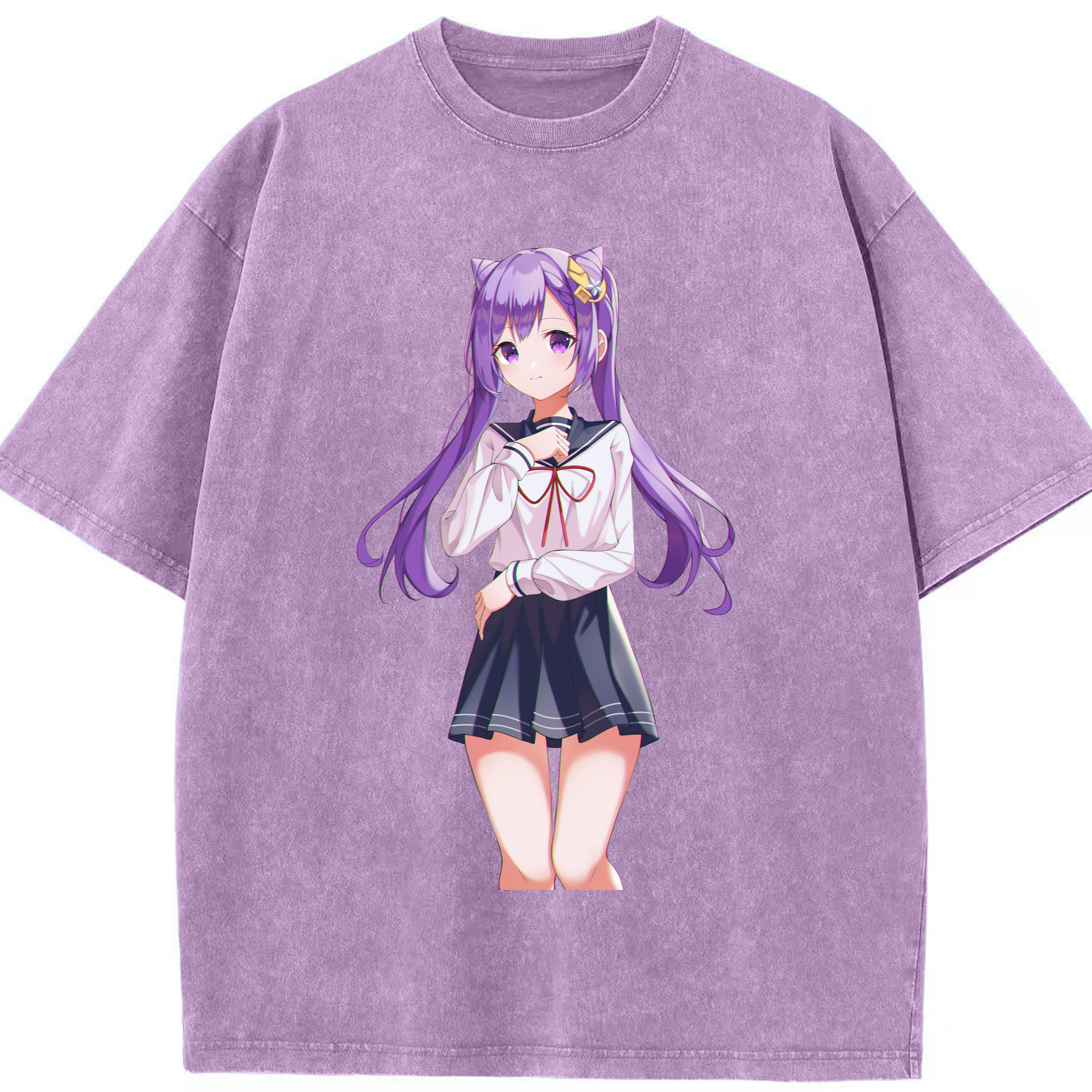 げんし神 刻晴 こくせい genshin Kokusei 綿100% ヴィンテージ風 半袖Tシャツ（フロントプリント）