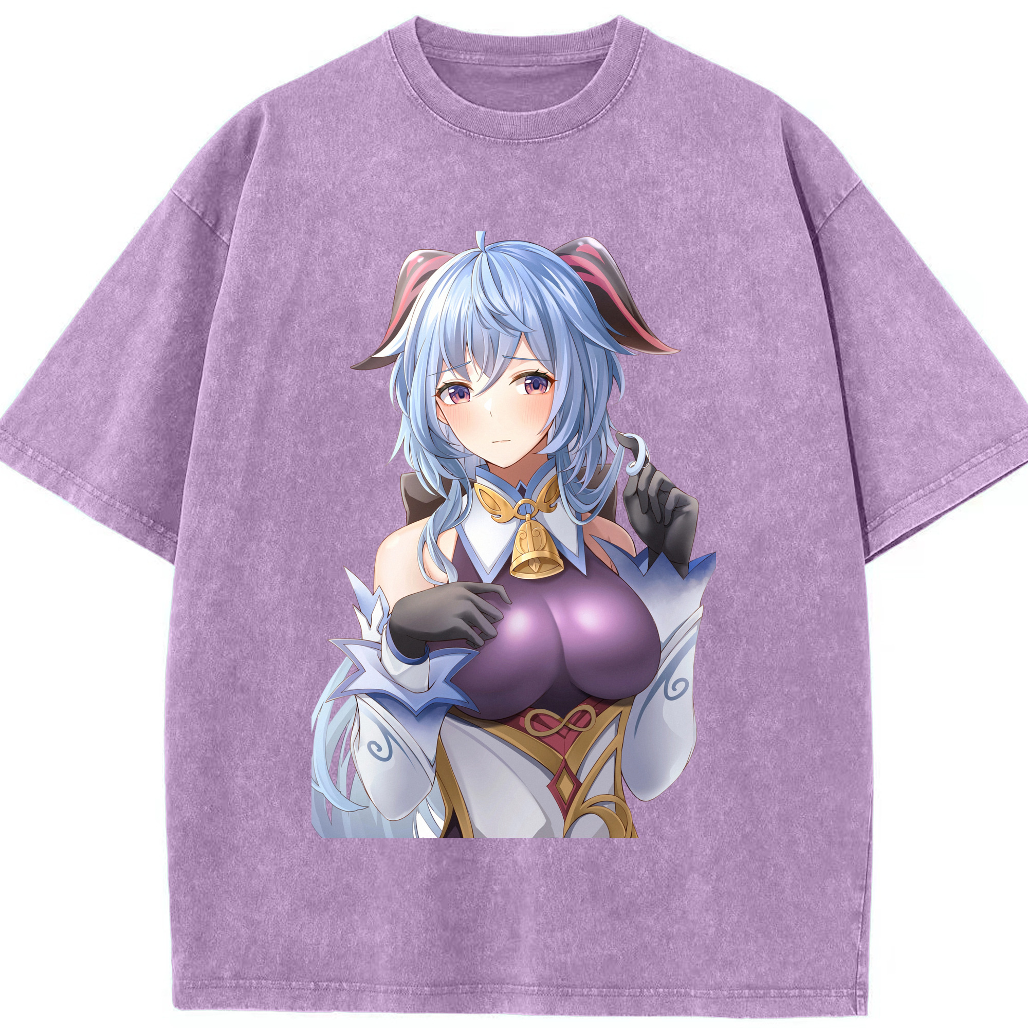 げんし神 甘雨 かんう genshin Ganyu 綿100% ヴィンテージ風 半袖Tシャツ（フロントプリント）