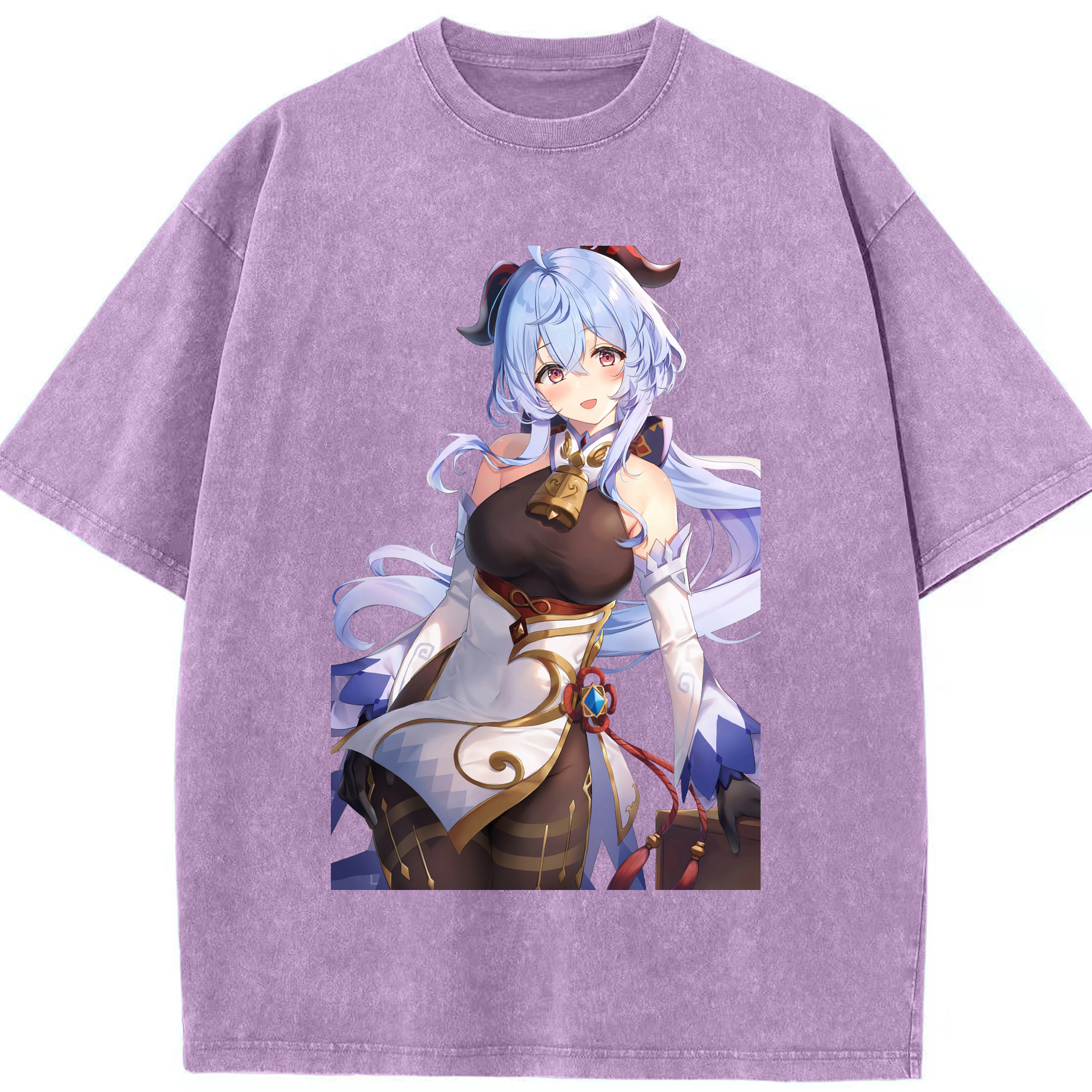 げんし神 甘雨 かんう genshin Ganyu 綿100% ヴィンテージ風 半袖Tシャツ（フロントプリント）
