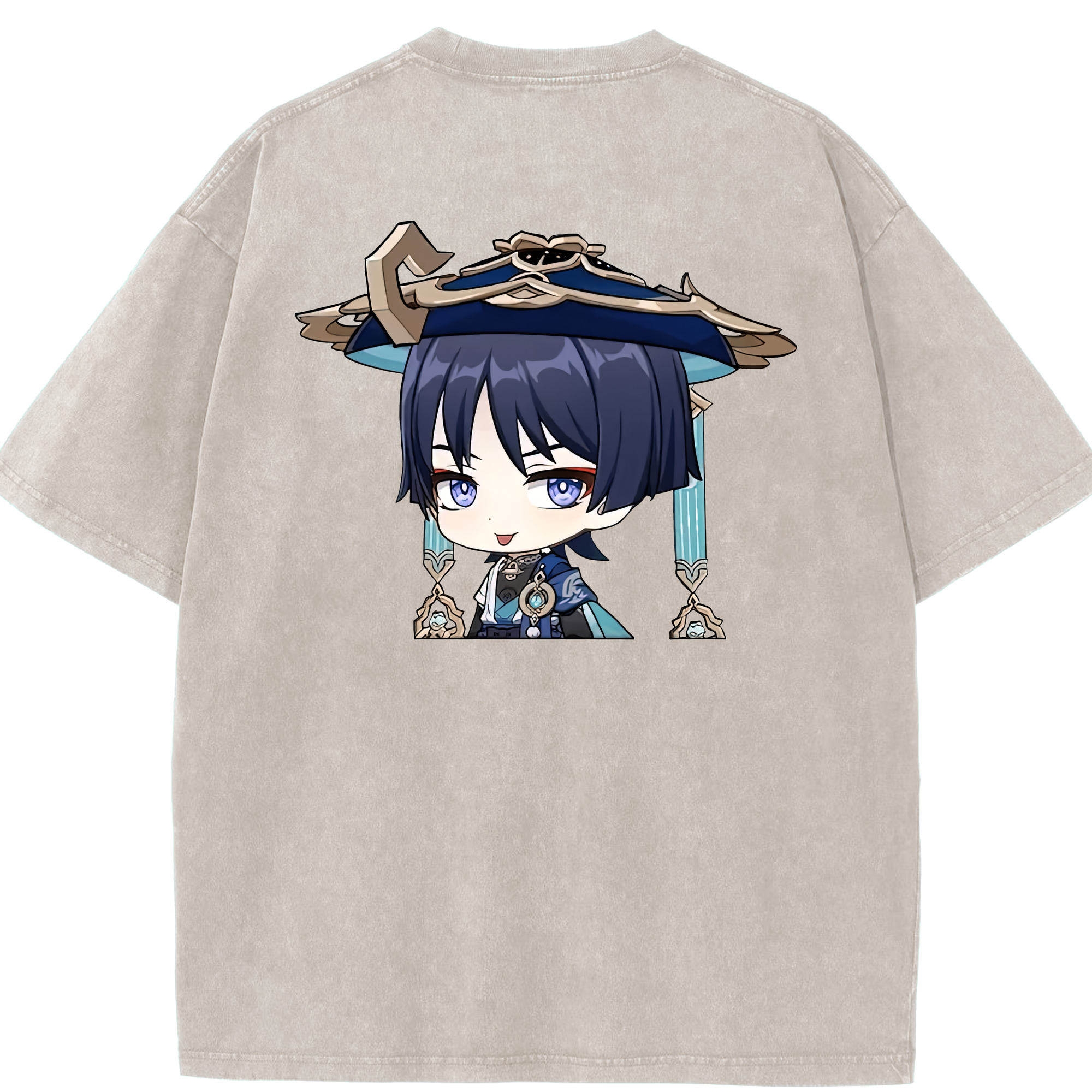 げんし神 さんペい genshin Sanpei 綿100% ヴィンテージ風 半袖Tシャツ（背面プリント）