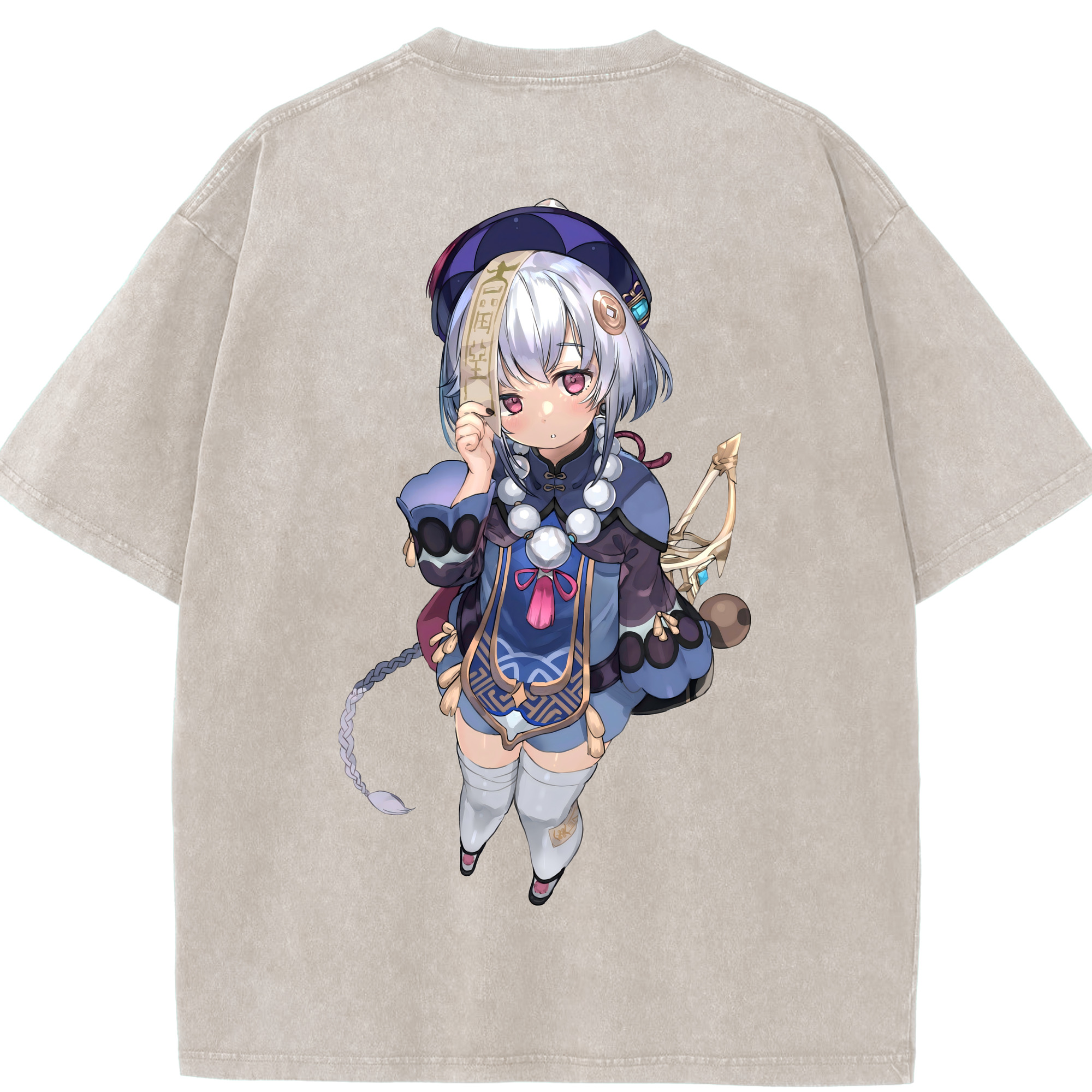 げんし神 七七 なな  genshin Nana 綿100% ヴィンテージ風 半袖Tシャツ（背面プリント）