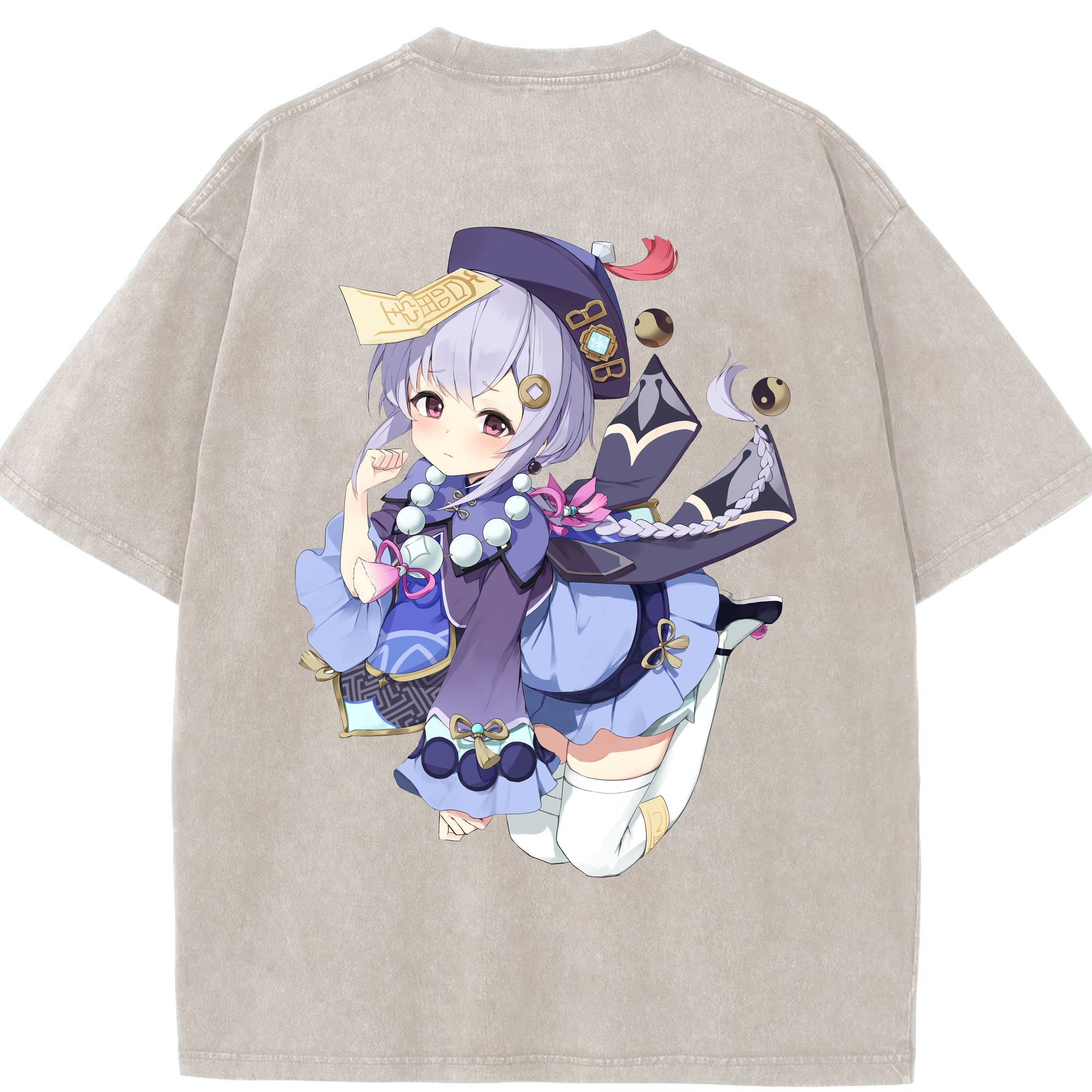 げんし神 七七 なな  genshin Nana 綿100% ヴィンテージ風 半袖Tシャツ（背面プリント）