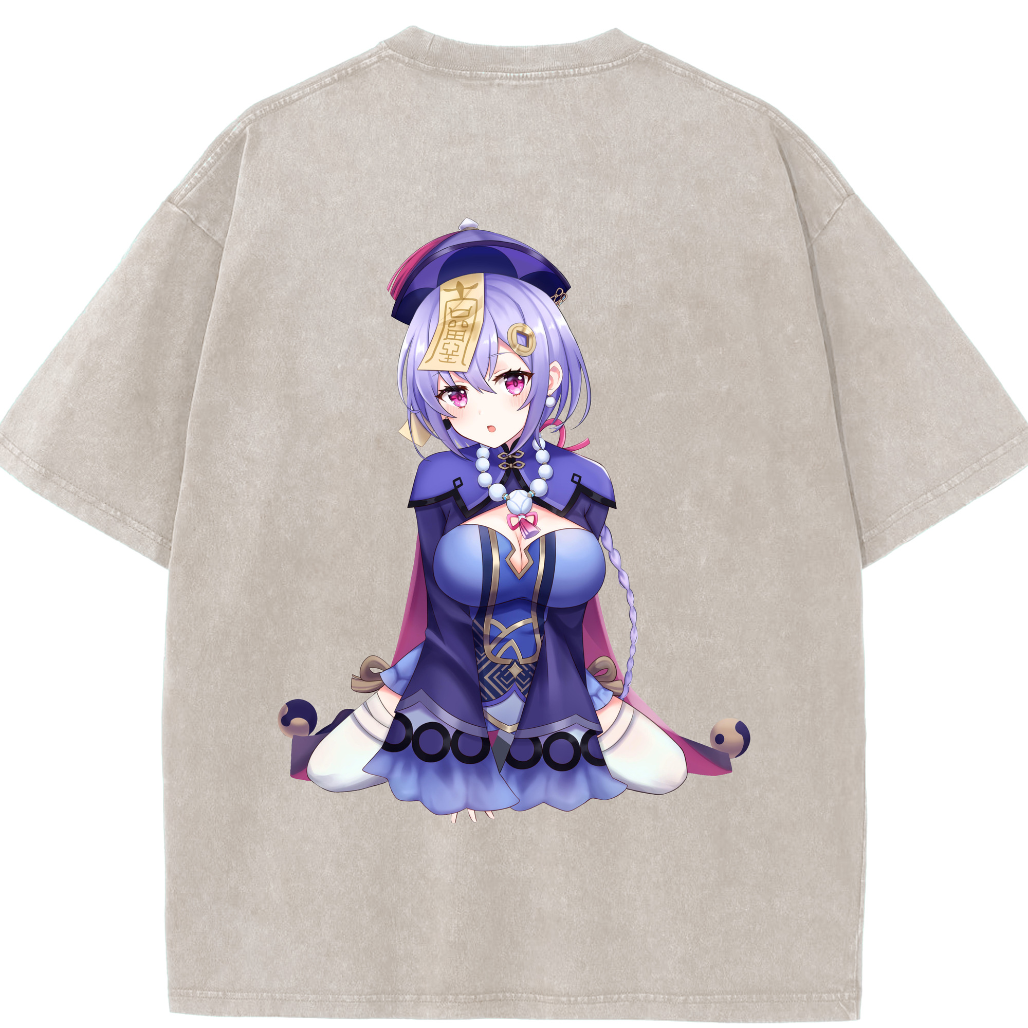 げんし神 七七 なな  genshin Nana 綿100% ヴィンテージ風 半袖Tシャツ（背面プリント）