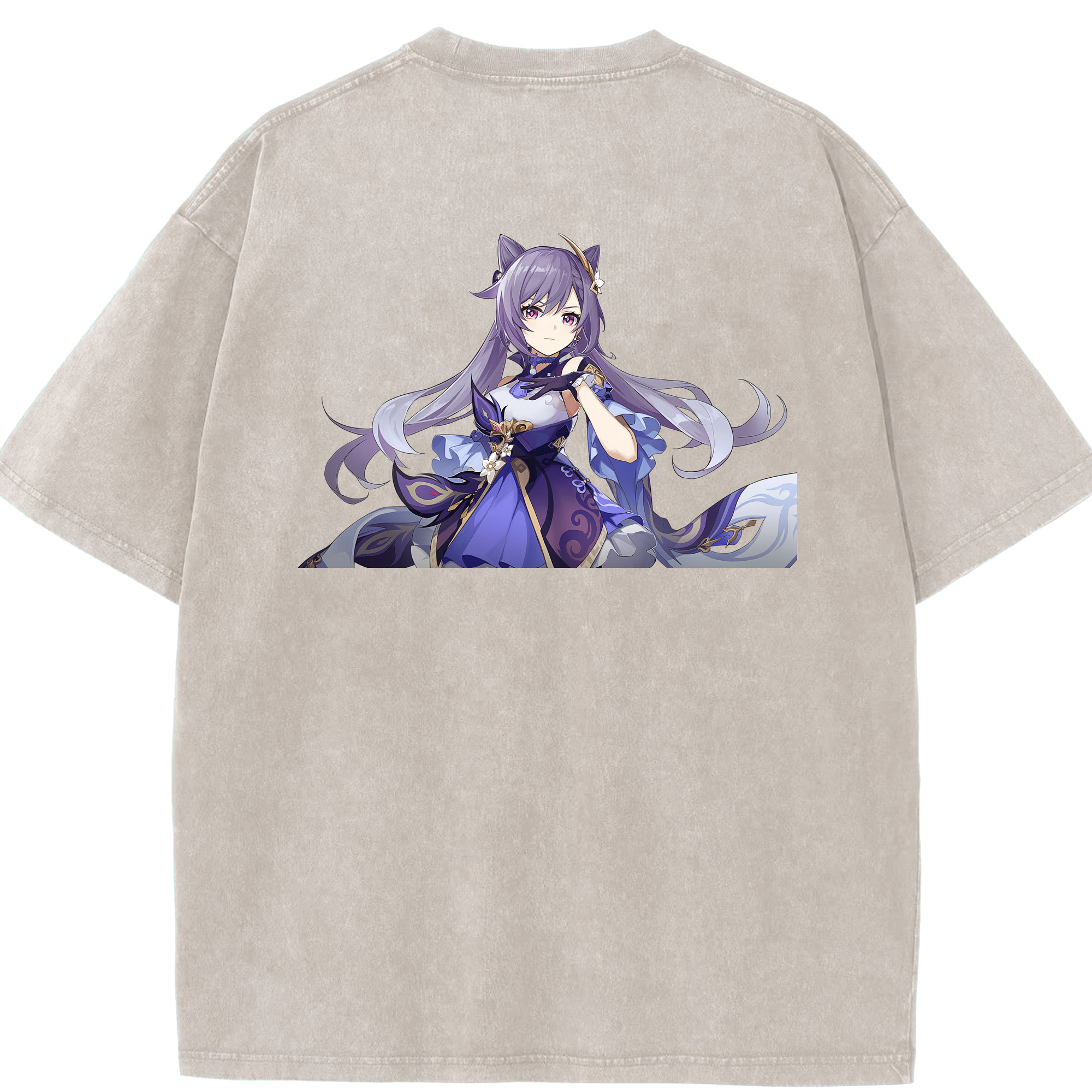 げんし神 刻晴 こくせい genshin Kokusei 綿100% ヴィンテージ風 半袖Tシャツ（背面プリント）
