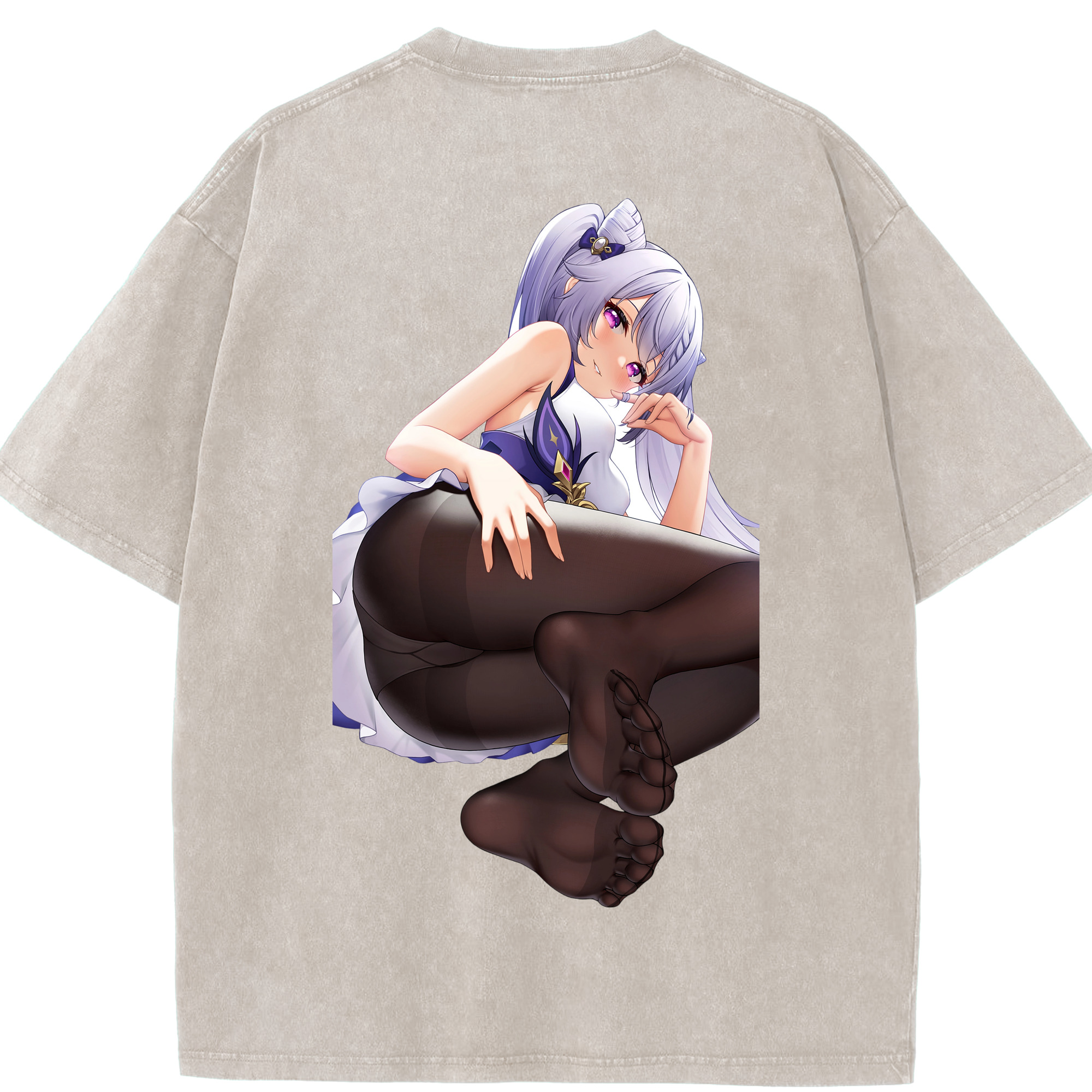 げんし神 刻晴 こくせい genshin Kokusei 綿100% ヴィンテージ風 半袖Tシャツ（背面プリント）