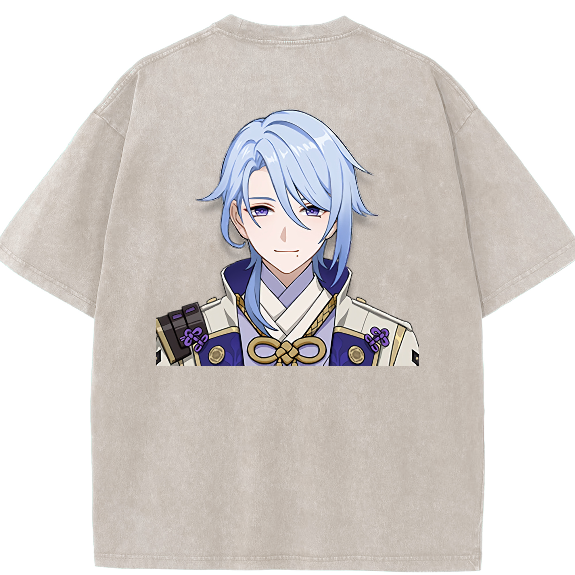 げんし神 神里綾人 かみさとあやと genshin Kamisato Ayato 綿100% ヴィンテージ風 半袖Tシャツ（背面プリント）