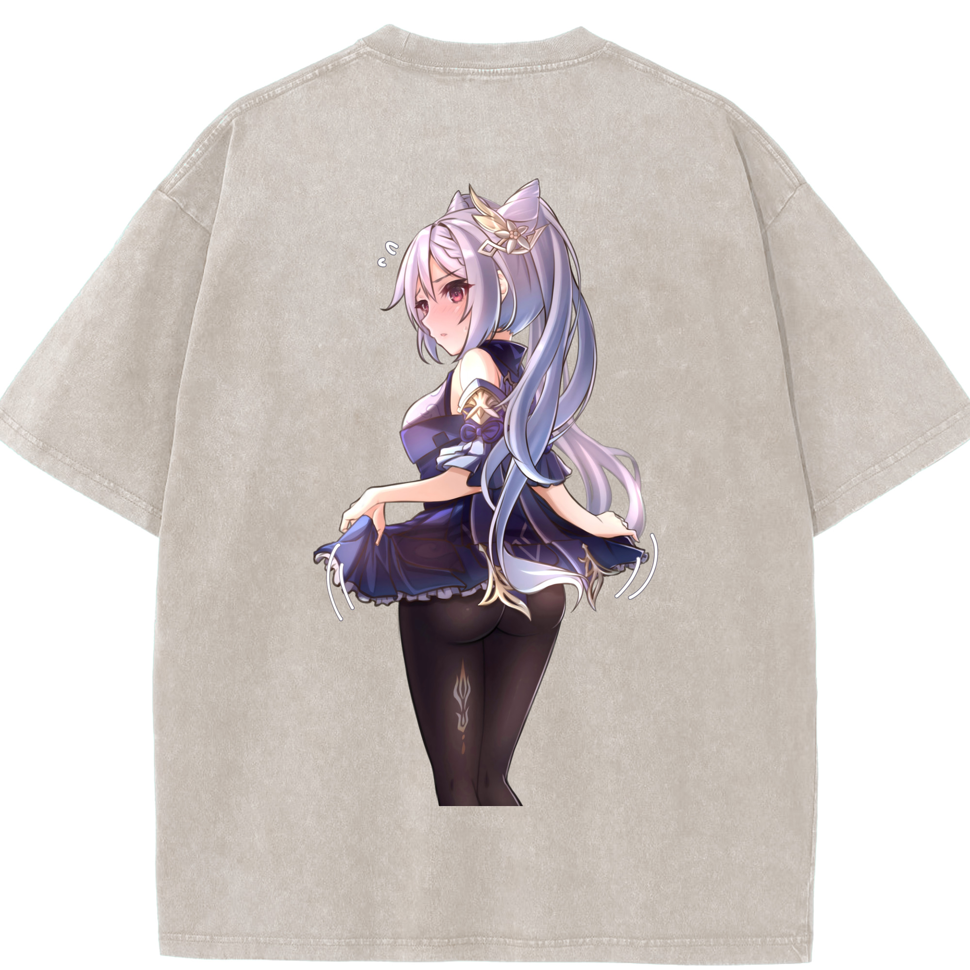 げんし神 刻晴 こくせい genshin Kokusei 綿100% ヴィンテージ風 半袖Tシャツ（背面プリント）