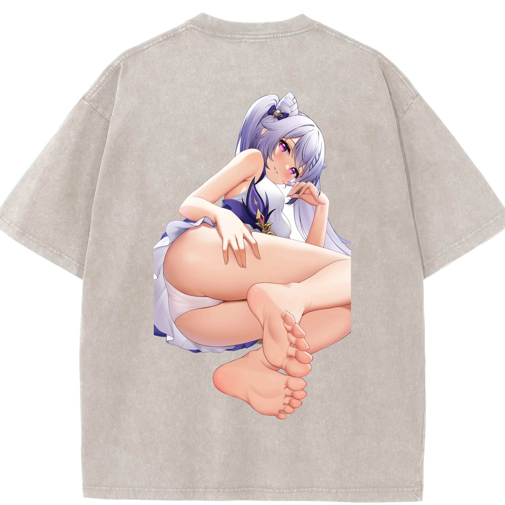 げんし神 刻晴 こくせい genshin Kokusei 綿100% ヴィンテージ風 半袖Tシャツ（背面プリント）