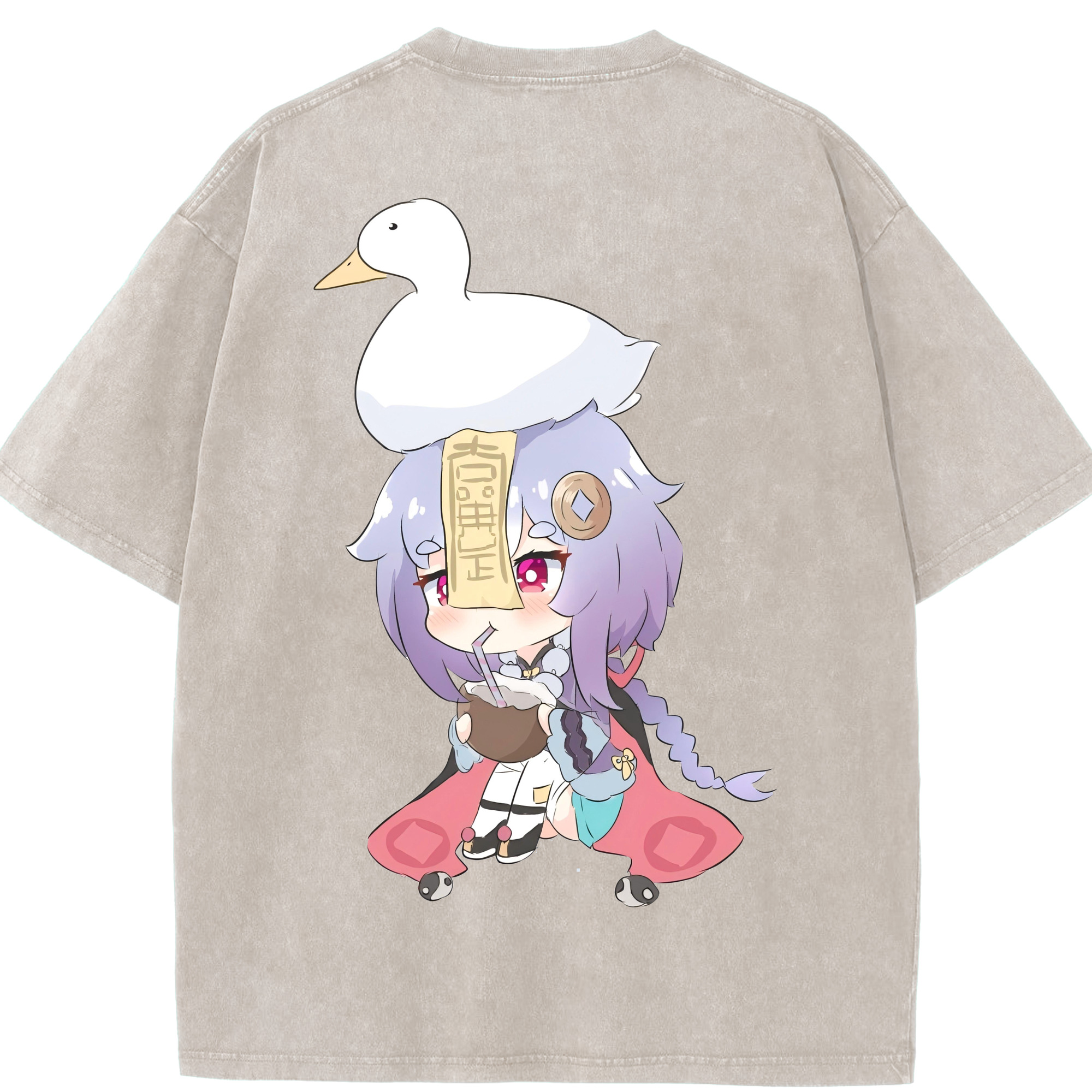 げんし神 七七 なな  genshin Nana 綿100% ヴィンテージ風 半袖Tシャツ（背面プリント）