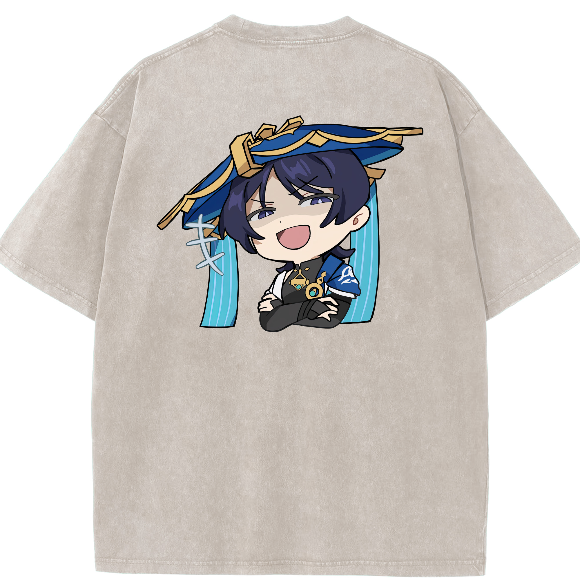 げんし神 さんペい genshin Sanpei 綿100% ヴィンテージ風 半袖Tシャツ（背面プリント）