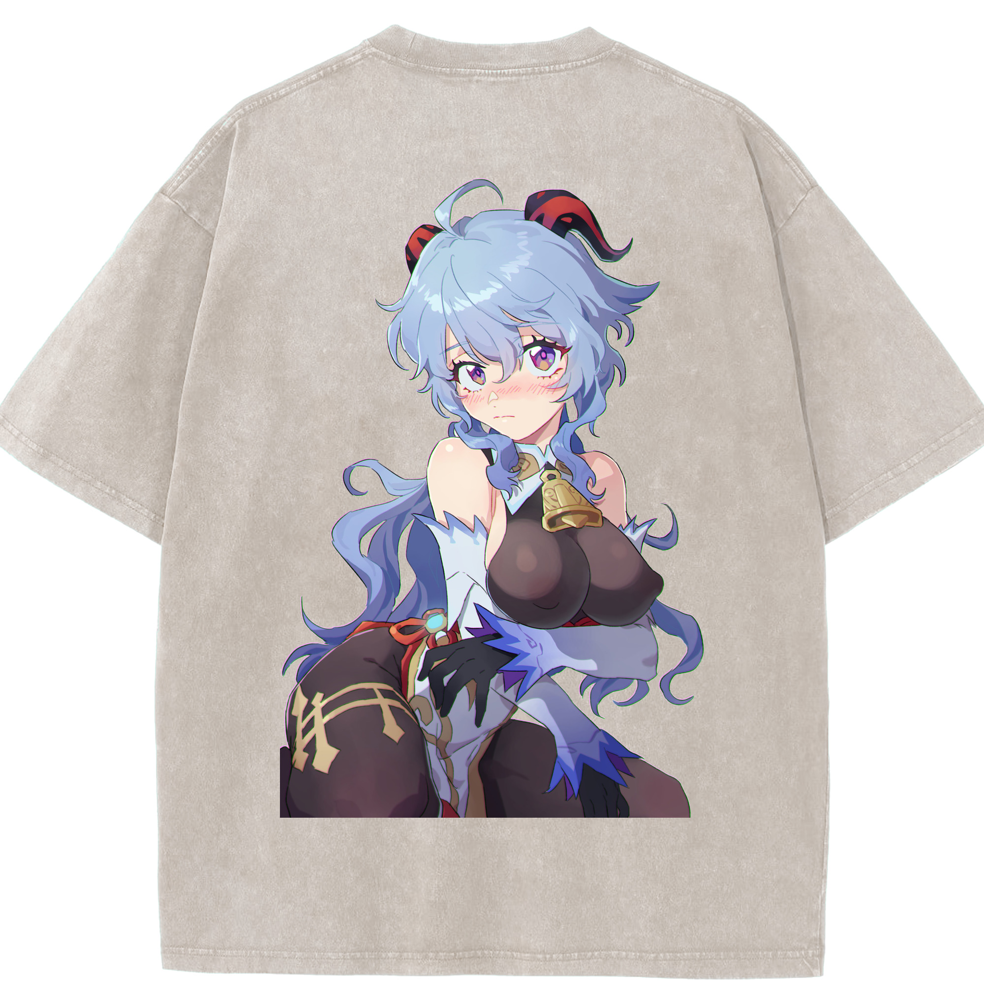 げんし神 甘雨 かんう genshin Ganyu 綿100% ヴィンテージ風 半袖Tシャツ（背面プリント）