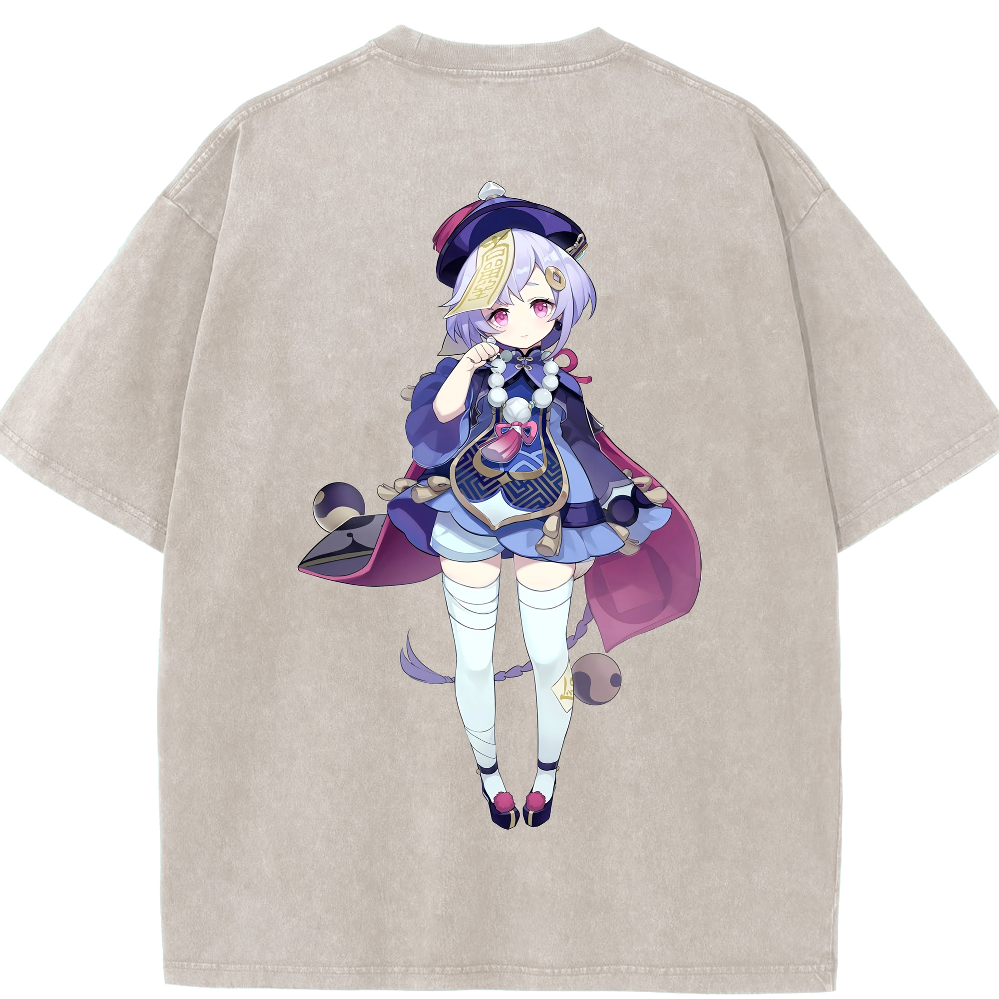 げんし神 七七 なな  genshin Nana 綿100% ヴィンテージ風 半袖Tシャツ（背面プリント）