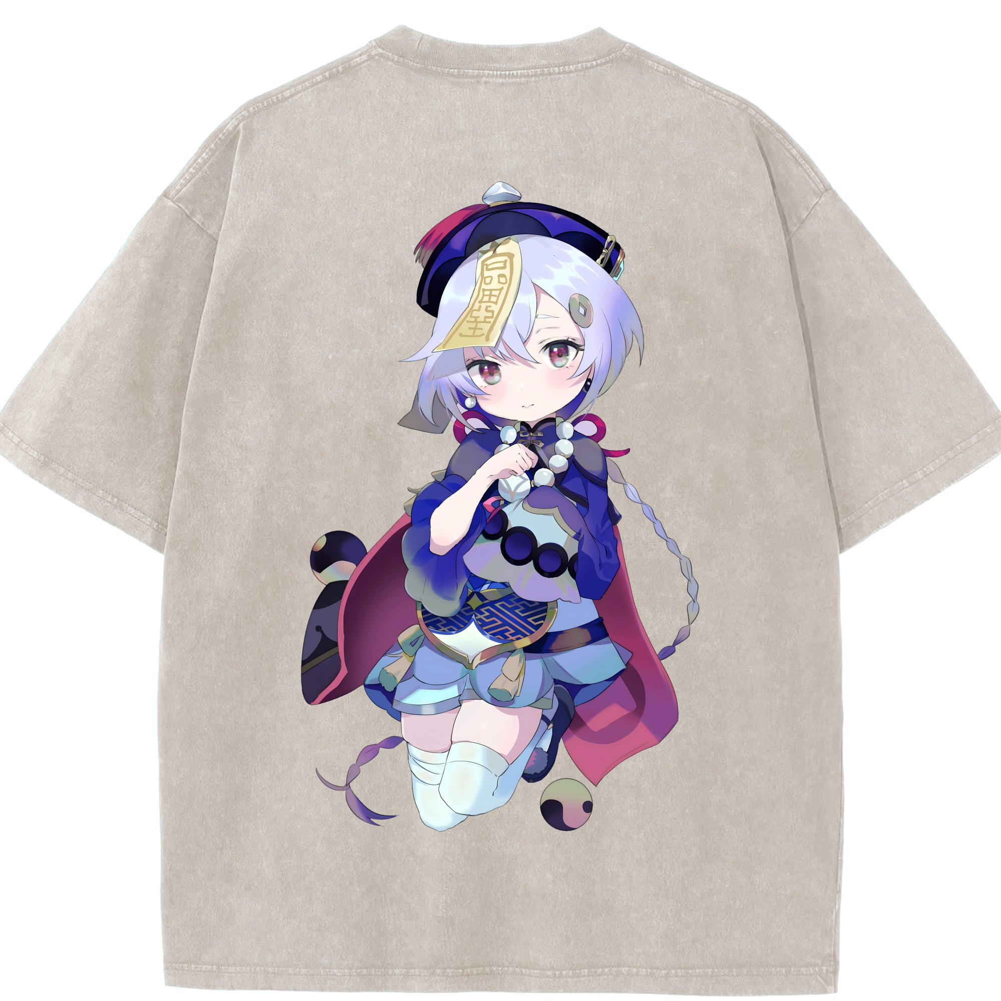 げんし神 七七 なな  genshin Nana 綿100% ヴィンテージ風 半袖Tシャツ（背面プリント）