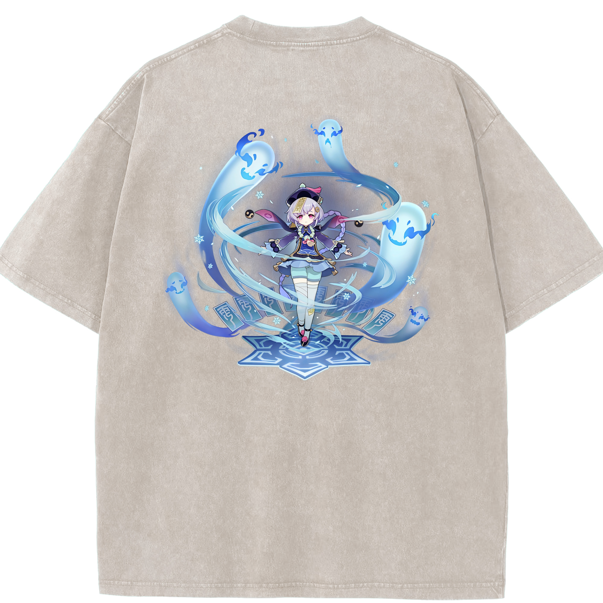 げんし神 七七 なな  genshin Nana 綿100% ヴィンテージ風 半袖Tシャツ（背面プリント）